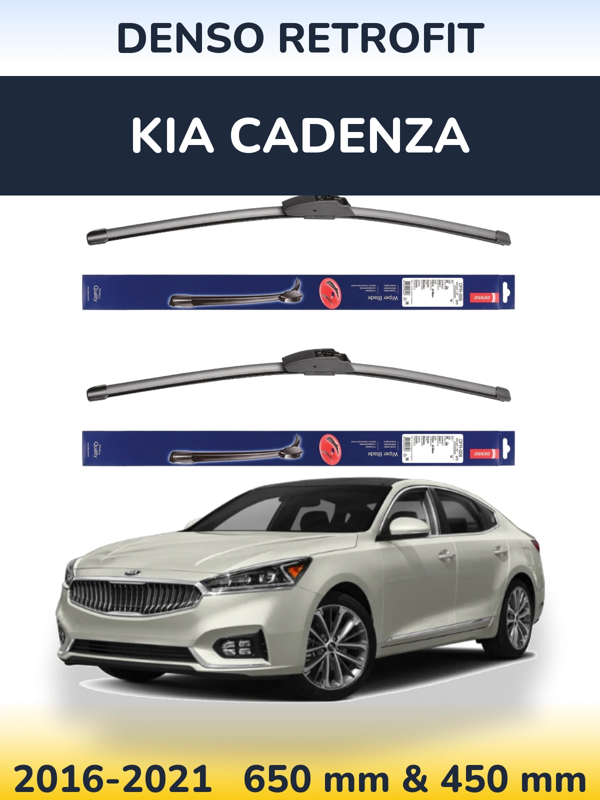 Комплект передніх щіток Denso Retrofit 650 & 450 мм для KIA Cadenza 2016-2021