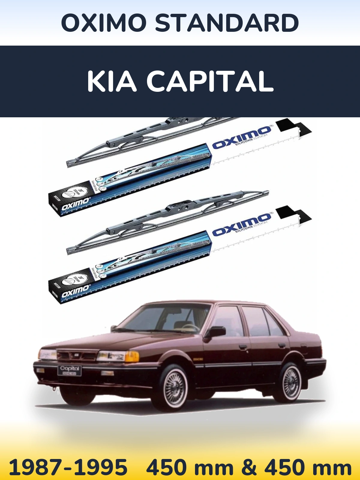 Front wiper blade set Oximo Standard 450 & 450 mm for KIA Capital 1987-1995