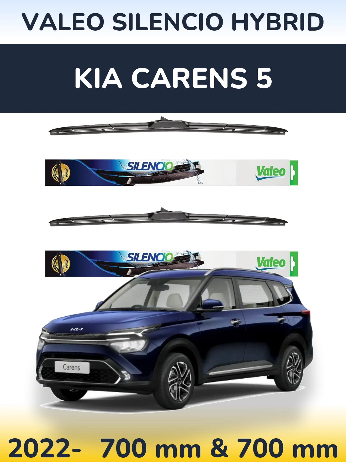 Комплект передних дворников Valeo Silencio Hybrid 700 & 700 мм для KIA Carens 5 2022-2026