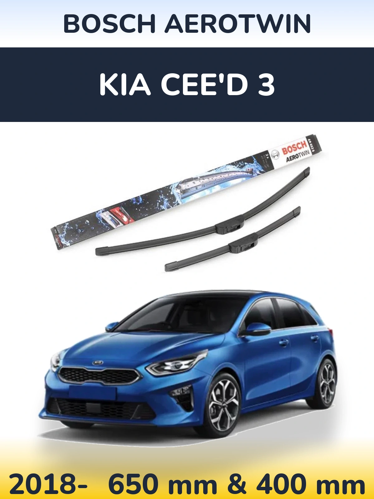 Komplet przednich wycieraczek BOSCH AeroTwin 650 & 400 mm do KIA Cee'd 3 2018-2026