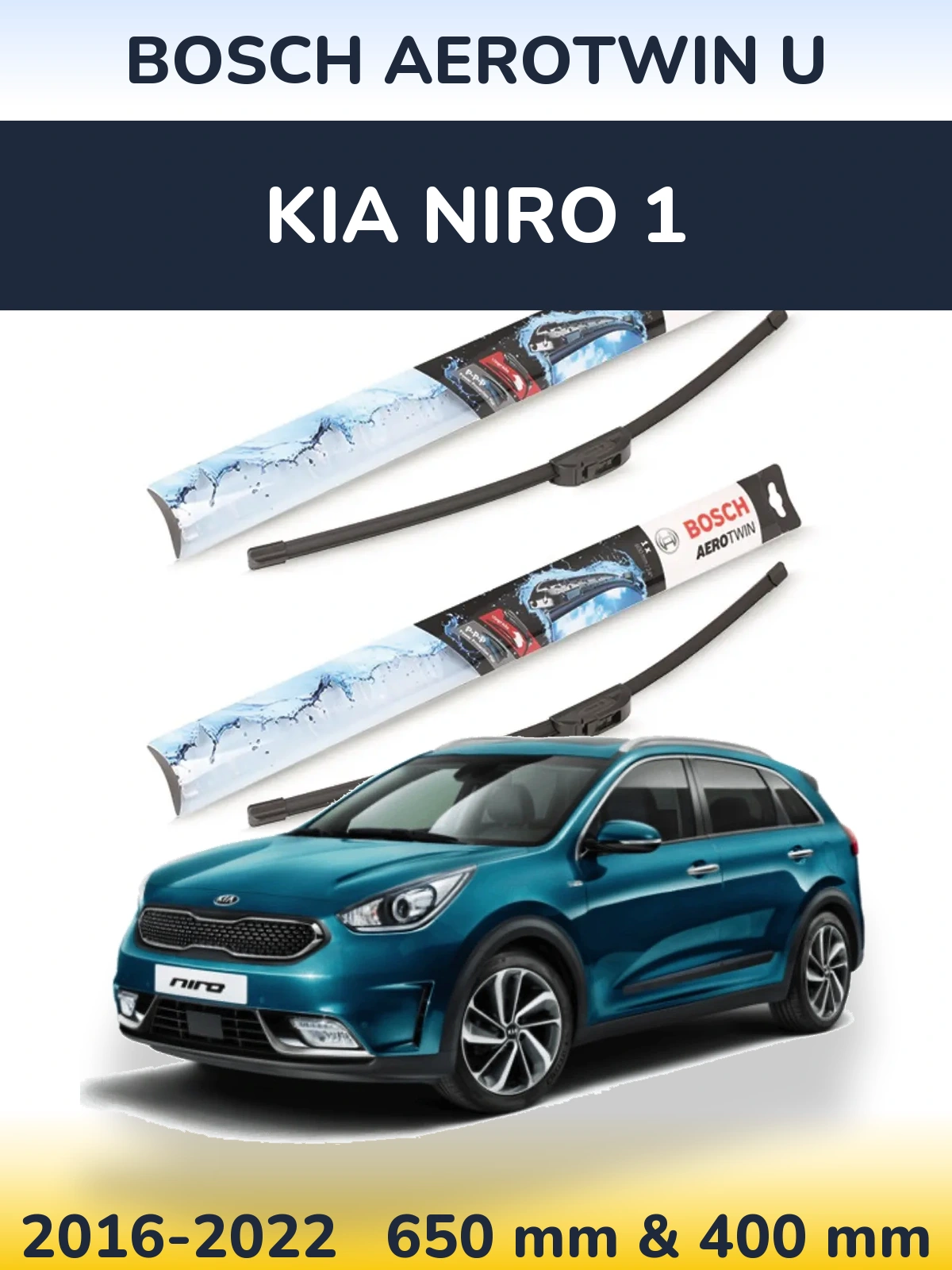 Komplet przednich wycieraczek BOSCH AeroTwin U 650 & 400 mm do KIA Niro 1 2016-2022