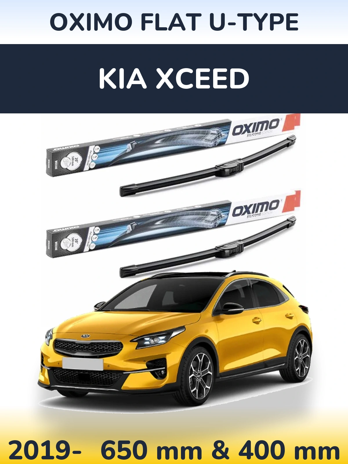 Komplet przednich wycieraczek Oximo Flat U-type 650 & 400 mm do KIA XCeed 2019-2026