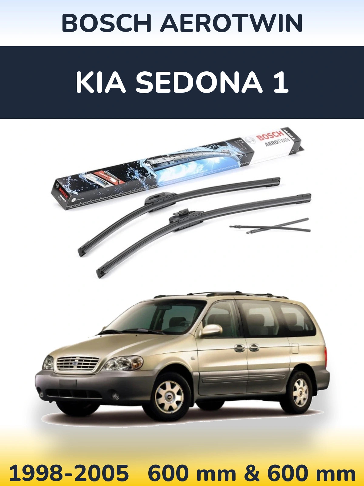 Комплект передніх щіток BOSCH AeroTwin 600 & 600 мм для KIA Sedona 1 1998-2005