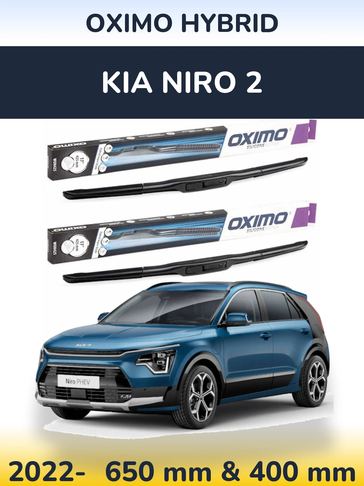 Komplet przednich wycieraczek Oximo Hybrid 650 & 400 mm do KIA Niro 2 2022-2026