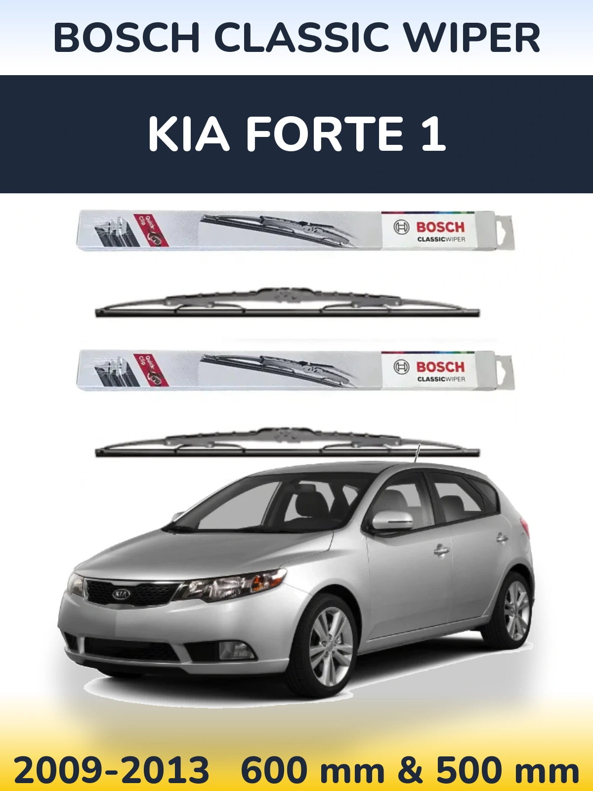 Комплект передніх щіток BOSCH Classic Wiper 600 & 500 мм для KIA Forte 1 2009-2013