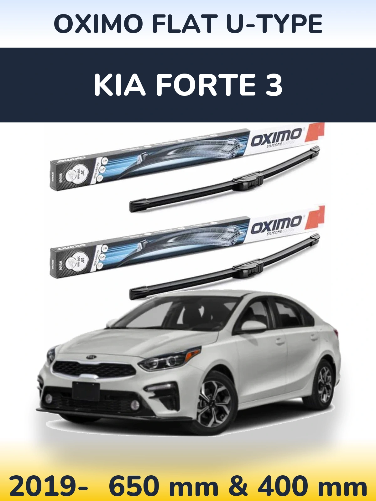 Komplet przednich wycieraczek Oximo Flat U-type 650 & 400 mm do KIA Forte 3 2019-2026