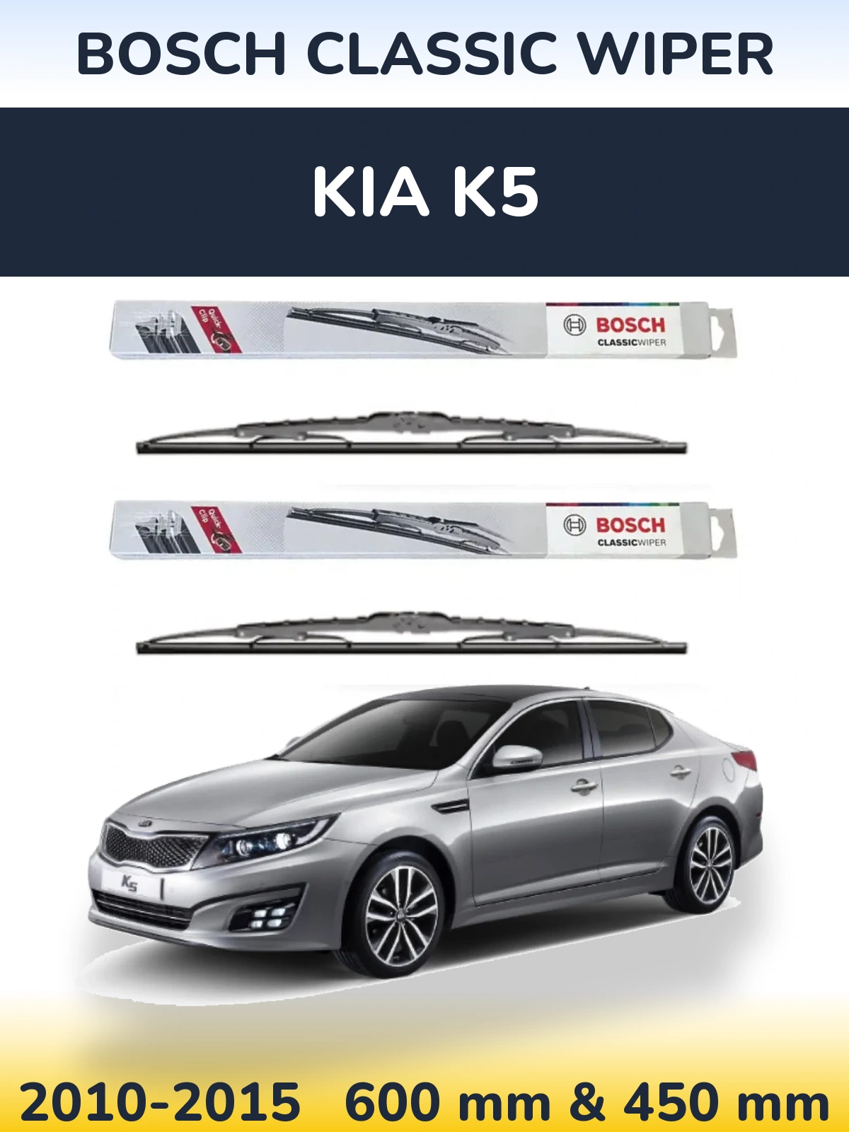 Komplet przednich wycieraczek BOSCH Classic Wiper 600 & 450 mm do KIA K5 2010-2015