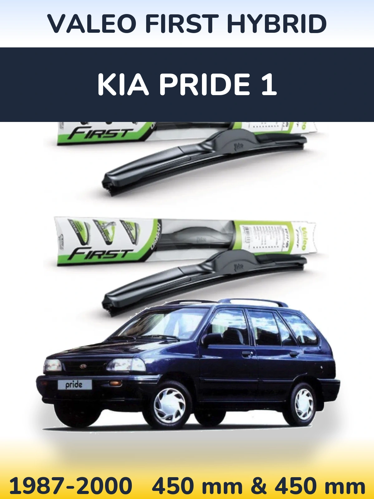 Komplet przednich wycieraczek Valeo First Hybrid 450 & 450 mm do KIA Pride 1 1987-2000