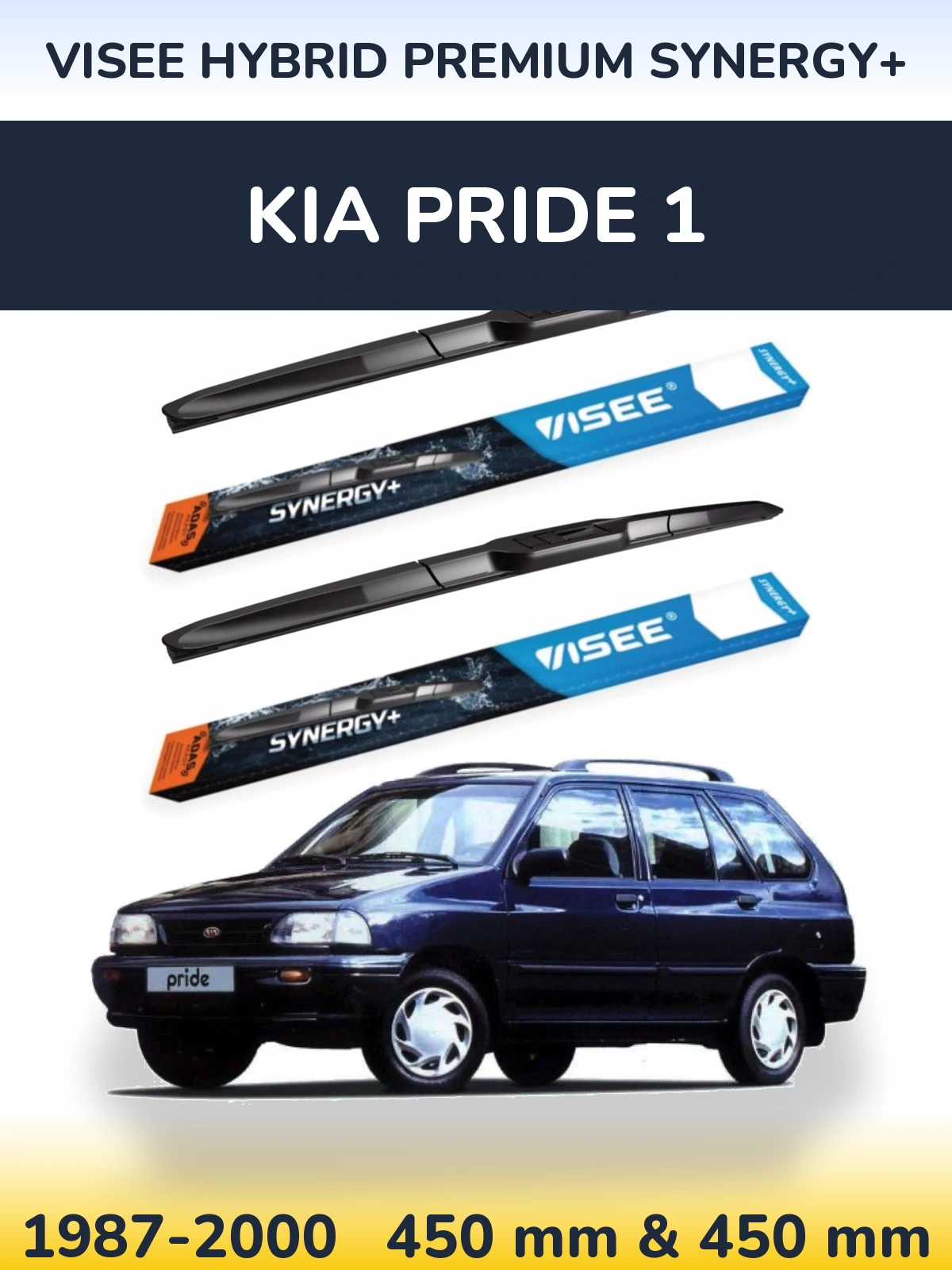 Komplet przednich wycieraczek VISEE HYBRID PREMIUM SYNERGY+ 450 & 450 mm do KIA Pride 1 1987-2000