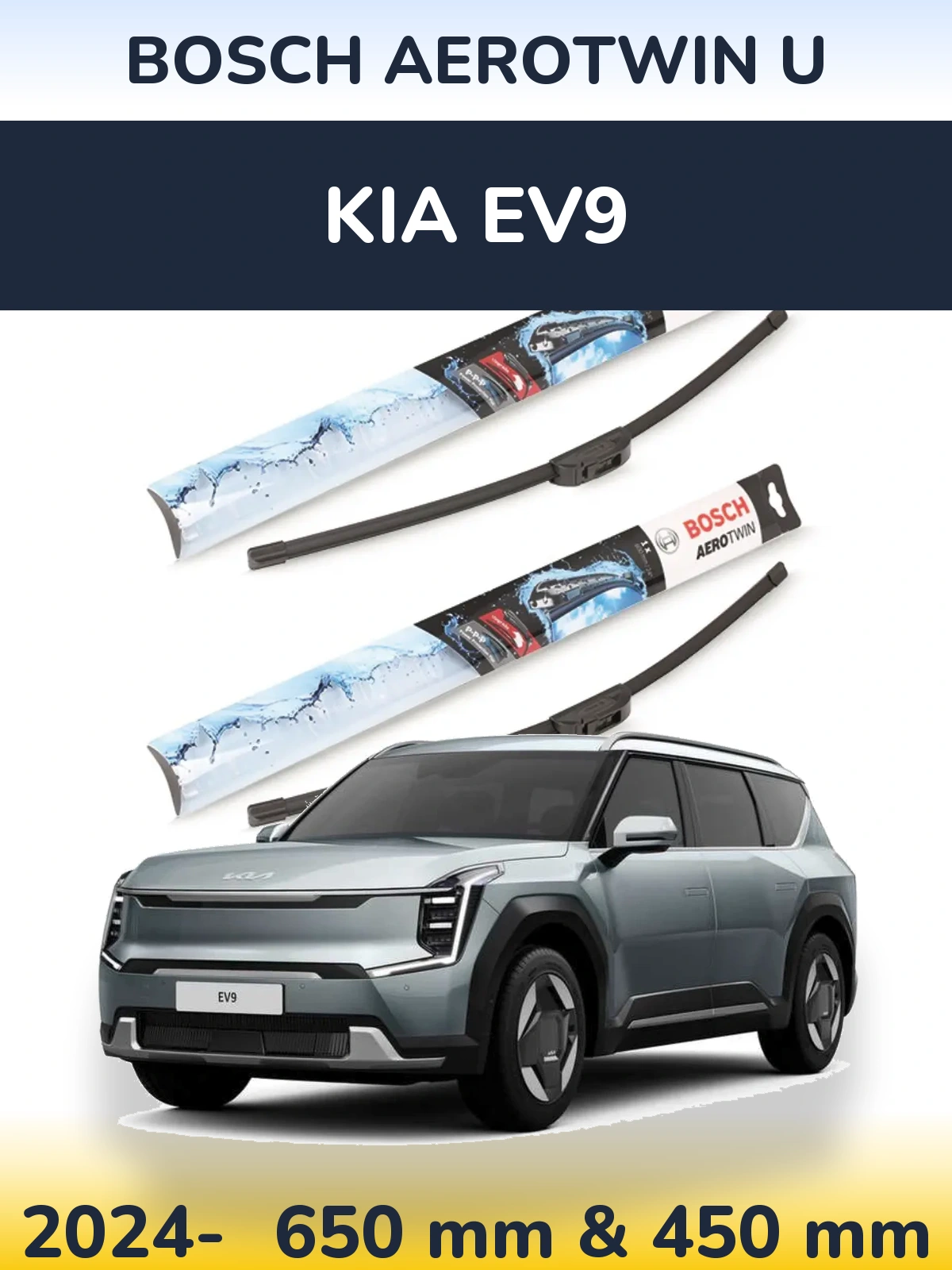 Komplet przednich wycieraczek BOSCH AeroTwin U 650 & 450 mm do KIA EV9 2024-2026