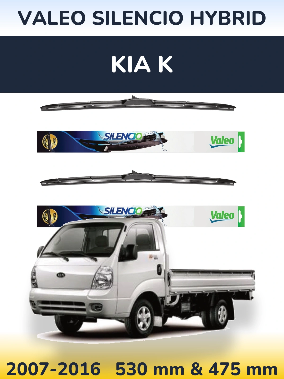 Комплект передніх щіток Valeo Silencio Hybrid 530 & 475 мм для KIA K 2007-2016