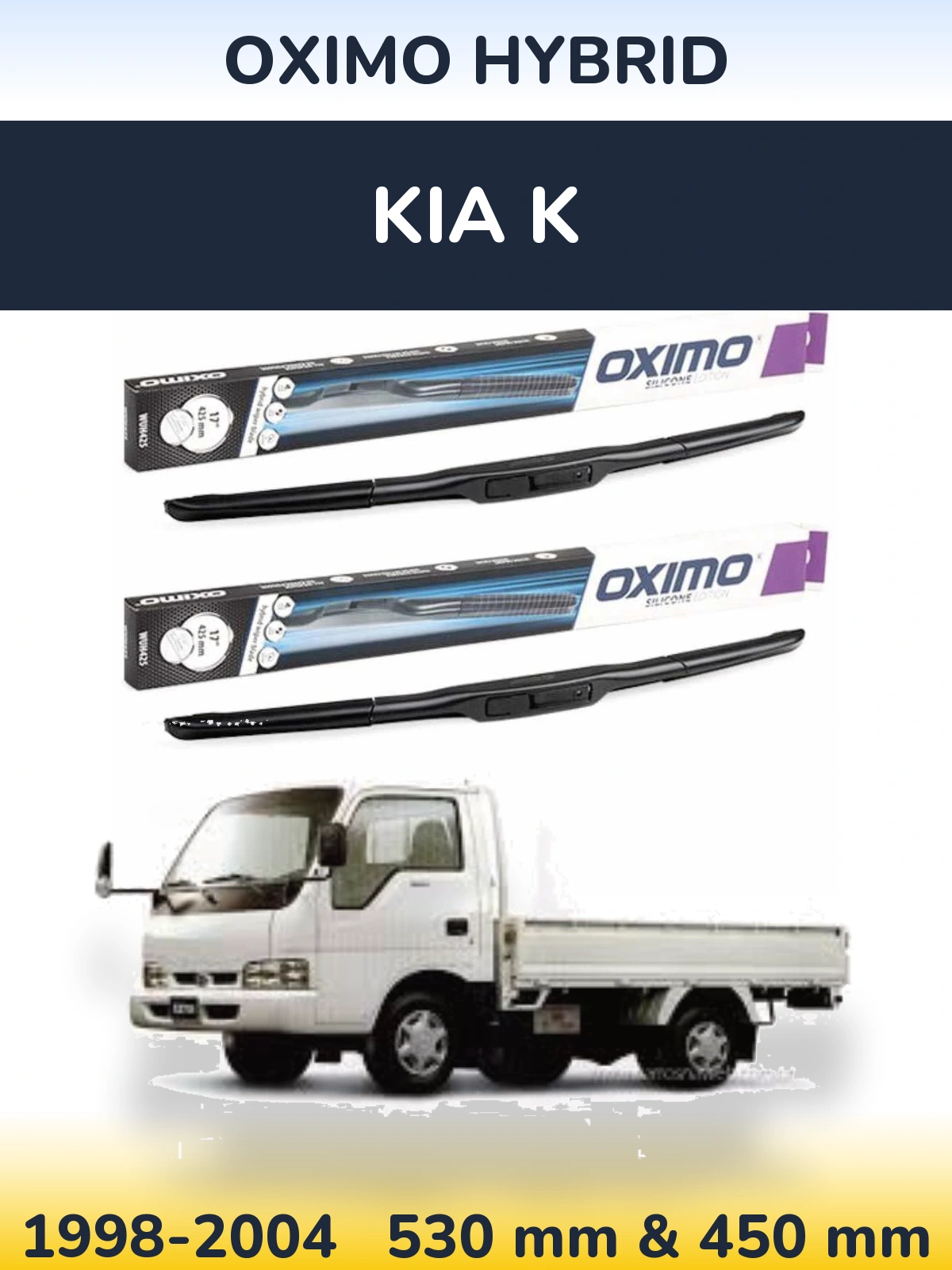 Комплект передних дворников Oximo Hybrid 530 & 450 мм для KIA K 1998-2004