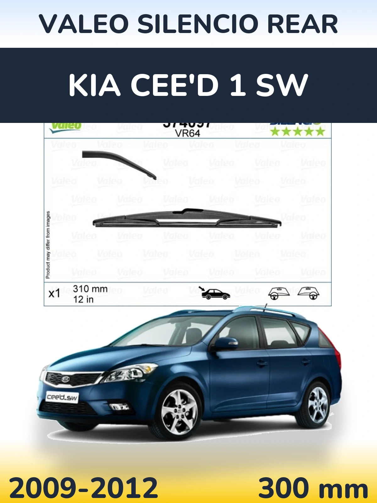 Rear wiper blade Valeo Silencio Rear 310 mm for KIA Cee'd 1 SW 2009-2012