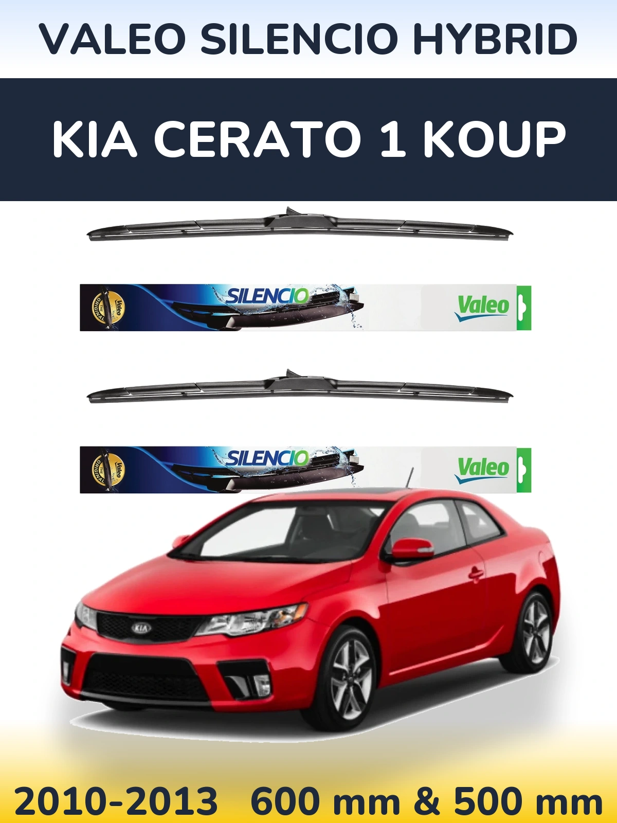 Комплект передних дворников Valeo Silencio Hybrid 600 & 500 мм для KIA Cerato 1 Koup 2010-2013
