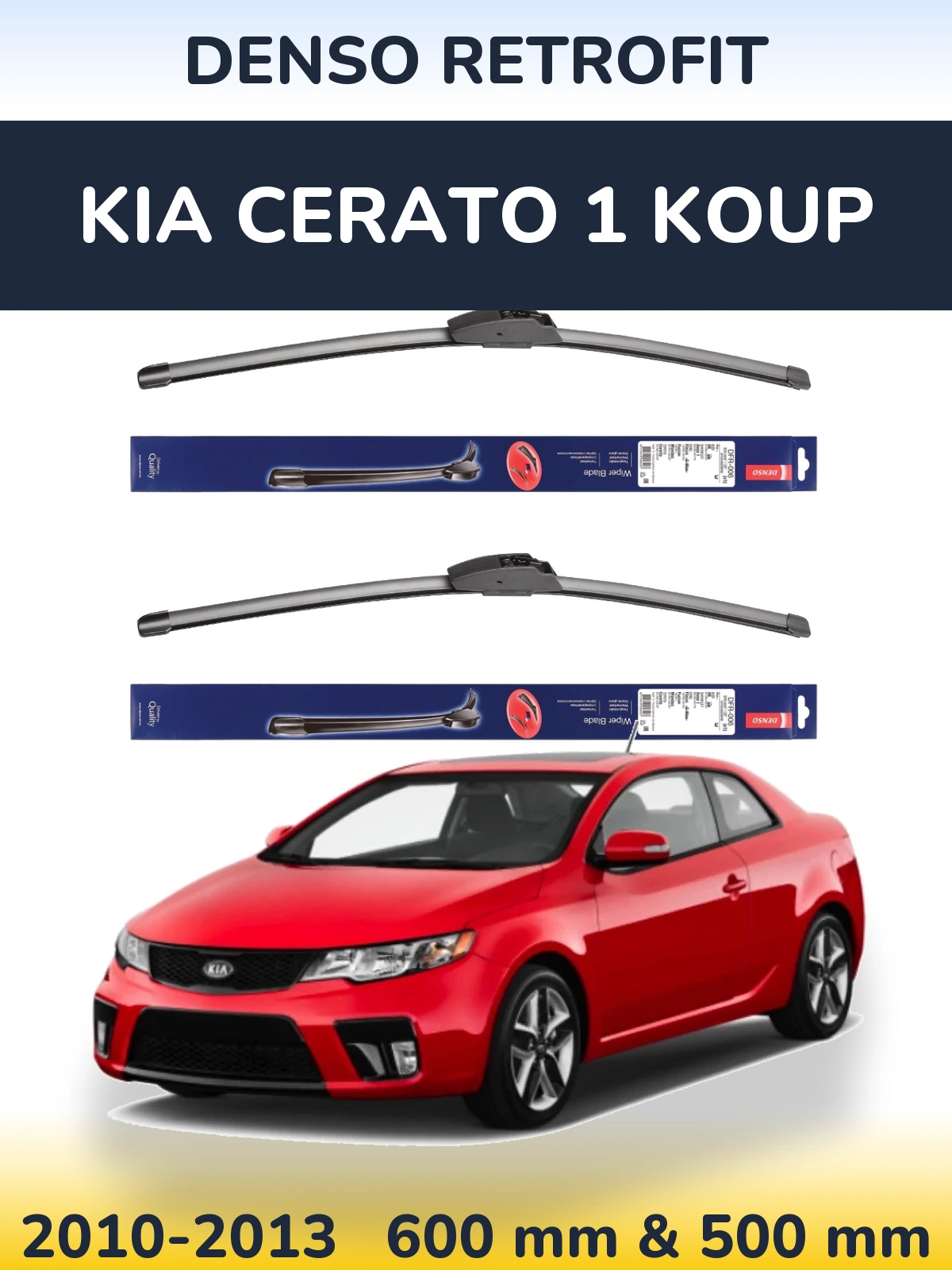 Komplet przednich wycieraczek Denso Retrofit 600 & 500 mm do KIA Cerato 1 Koup 2010-2013