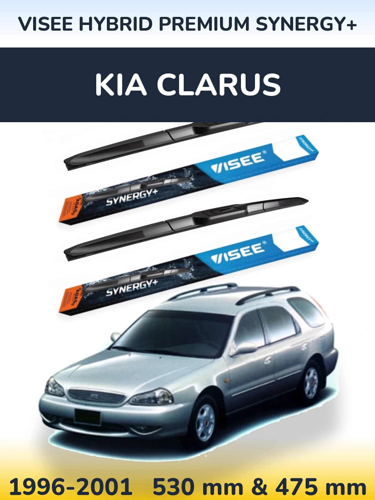 Komplet przednich wycieraczek VISEE HYBRID PREMIUM SYNERGY+ 530 & 475 mm do KIA Clarus 1996-2001
