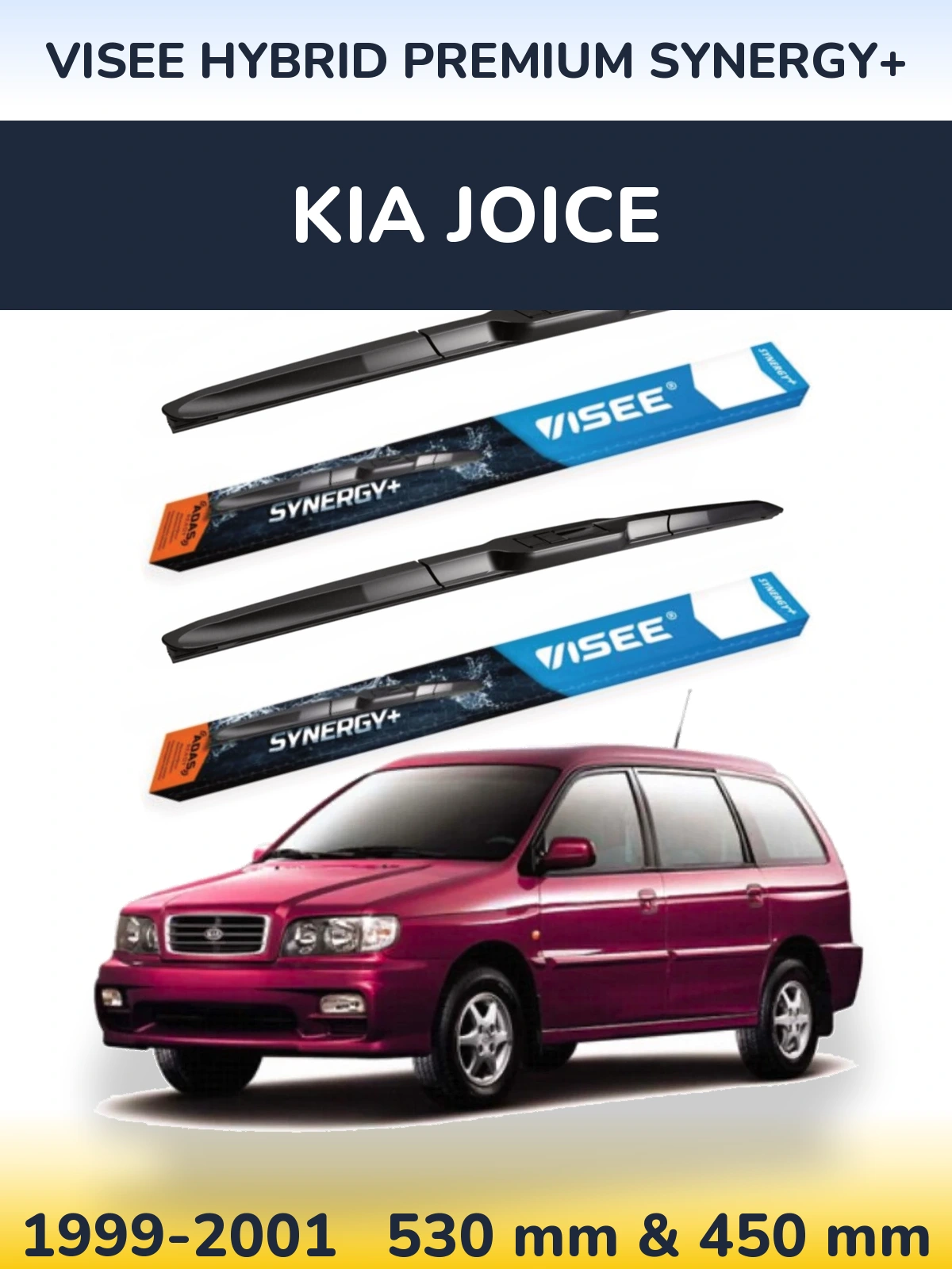 Komplet przednich wycieraczek VISEE HYBRID PREMIUM SYNERGY+ 530 & 450 mm do KIA Joice 1999-2001