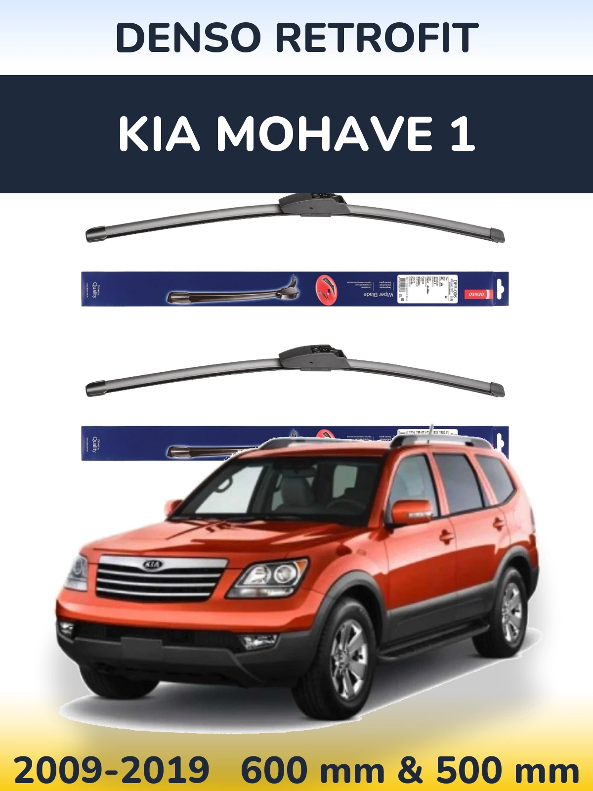Комплект передних дворников Denso Retrofit 600 & 500 мм для KIA Mohave 1 2009-2019