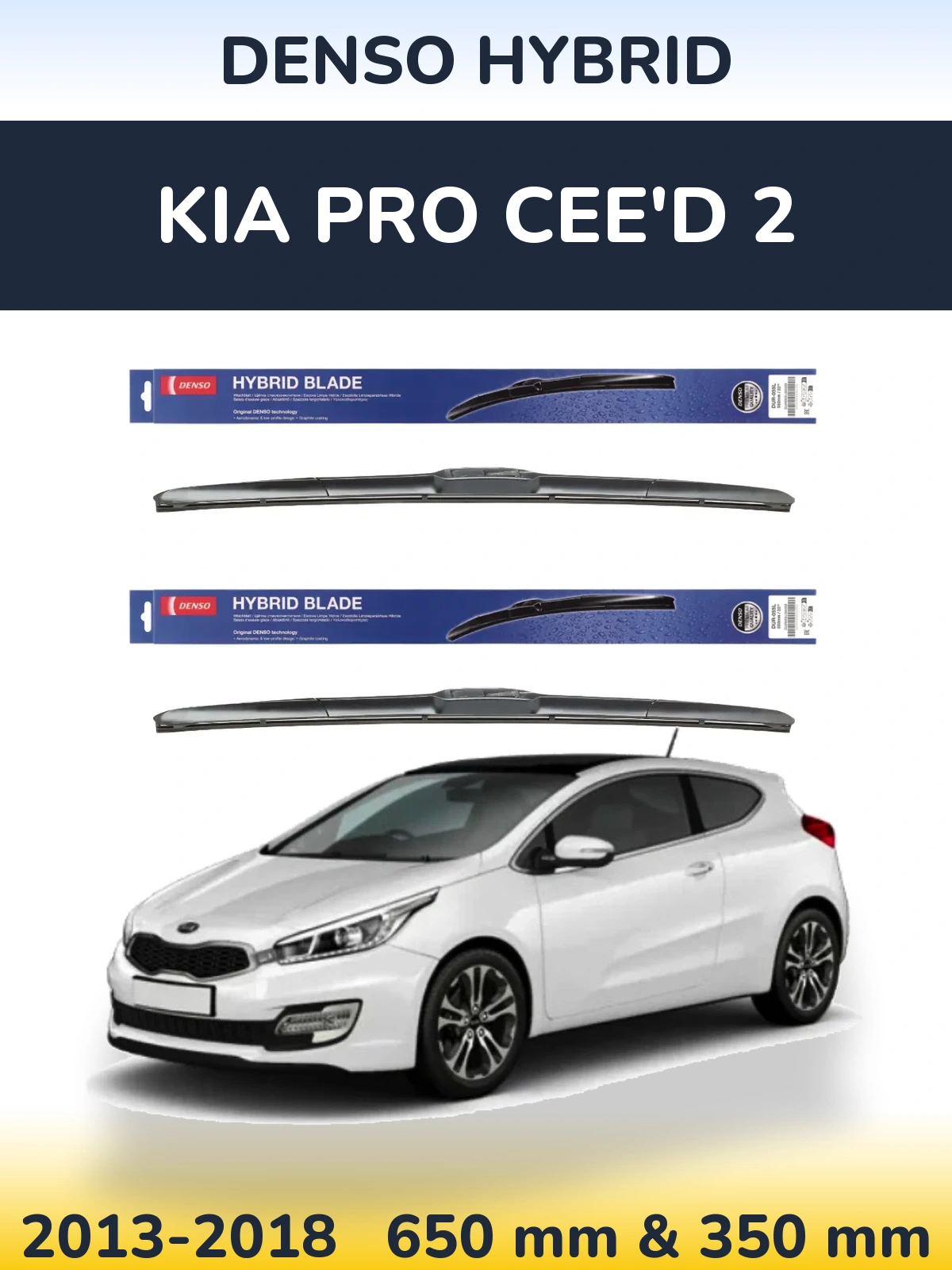 Komplet przednich wycieraczek Denso Hybrid 650 & 350 mm do KIA Pro Cee'd 2 2013-2018