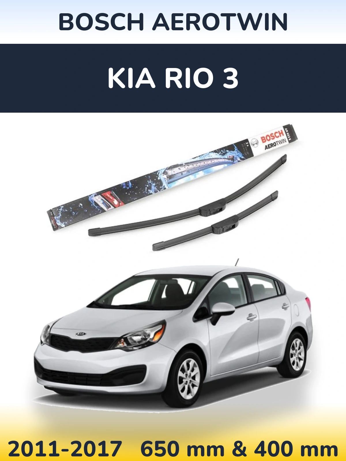 Komplet przednich wycieraczek BOSCH AeroTwin 650 & 400 mm do KIA Rio 3 2011-2017