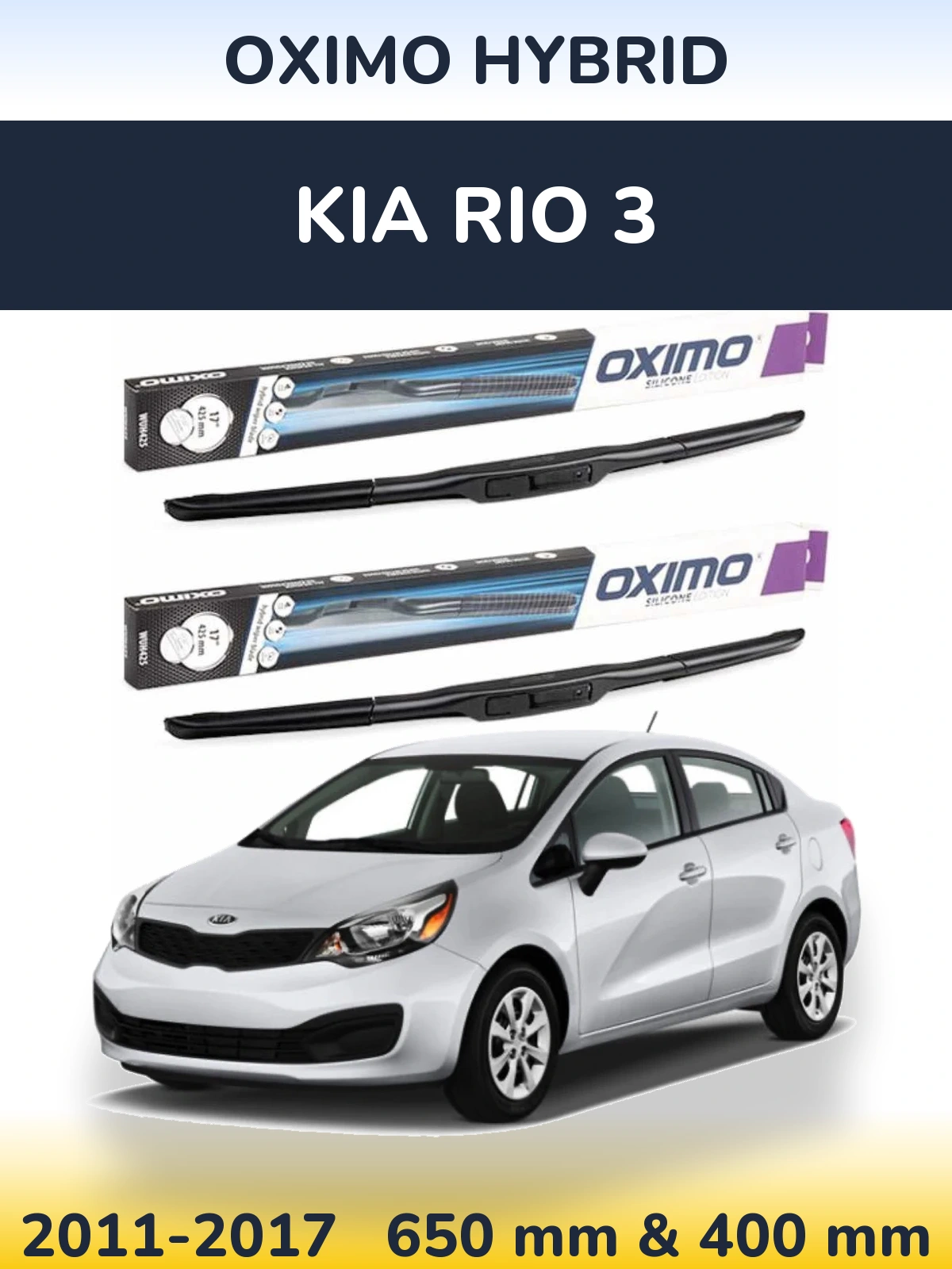 Komplet przednich wycieraczek Oximo Hybrid 650 & 400 mm do KIA Rio 3 2011-2017