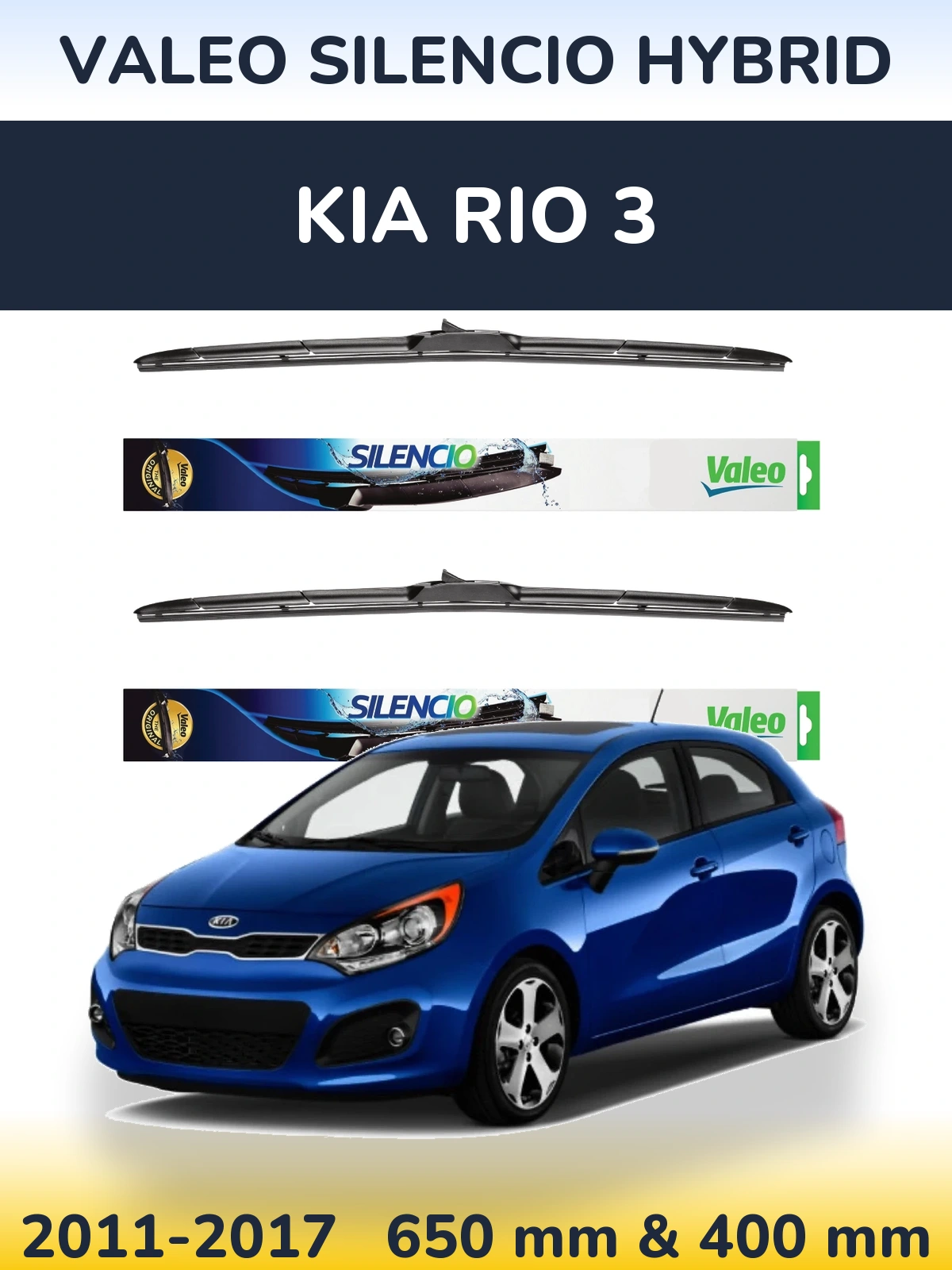 Комплект передних дворников Valeo Silencio Hybrid 650 & 400 мм для KIA Rio 3 2011-2017