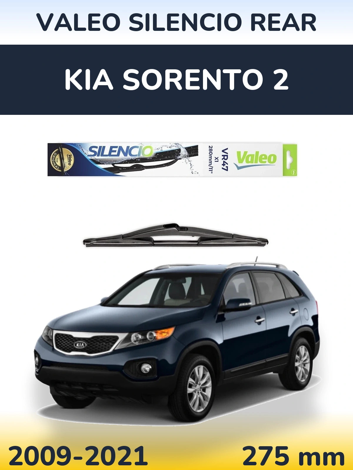 Задний дворник Valeo Silencio Rear 280 мм для KIA Sorento 2 2009-2021