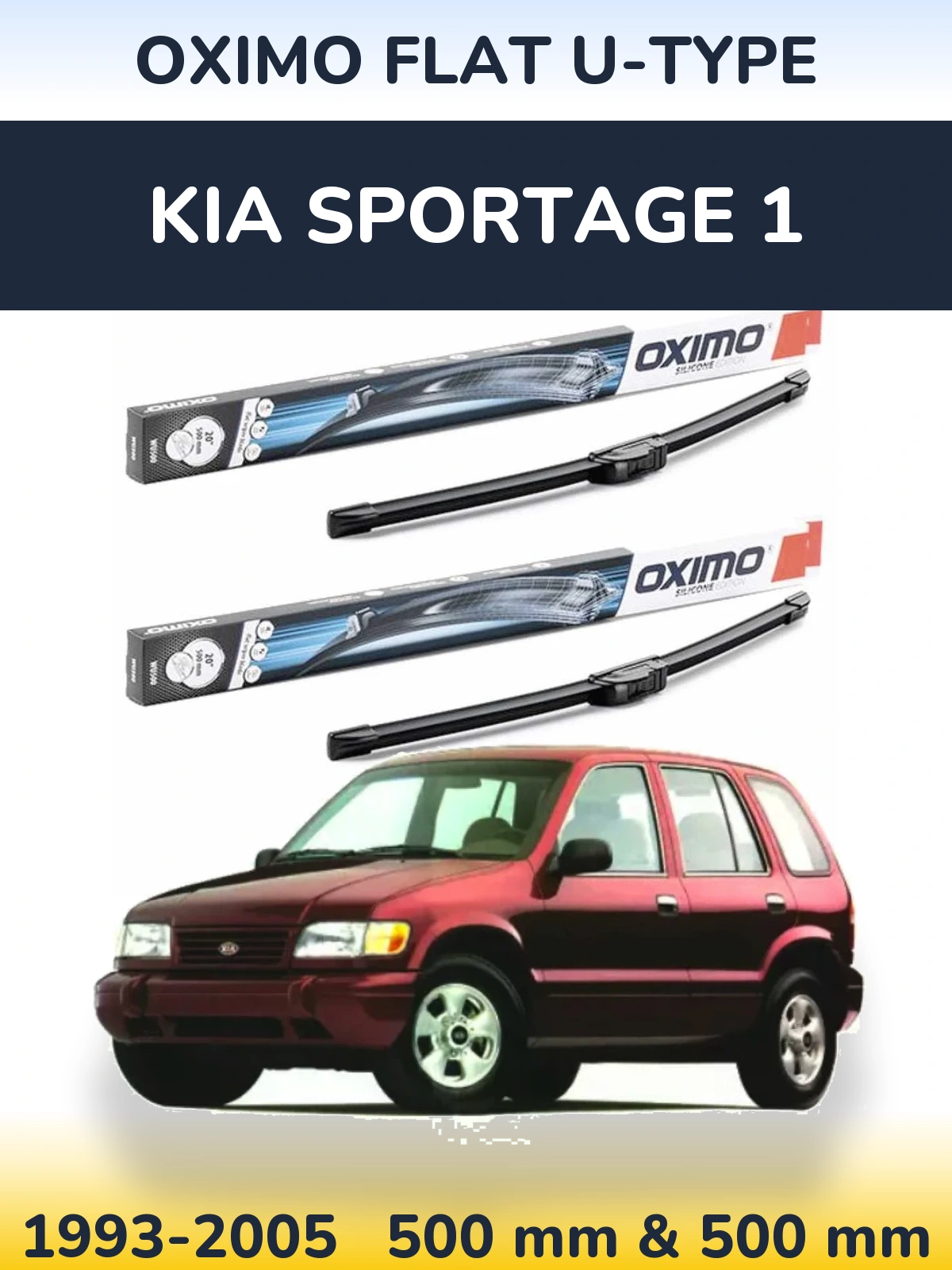 Komplet przednich wycieraczek Oximo Flat U-type 500 & 500 mm do KIA Sportage 1 1993-2005
