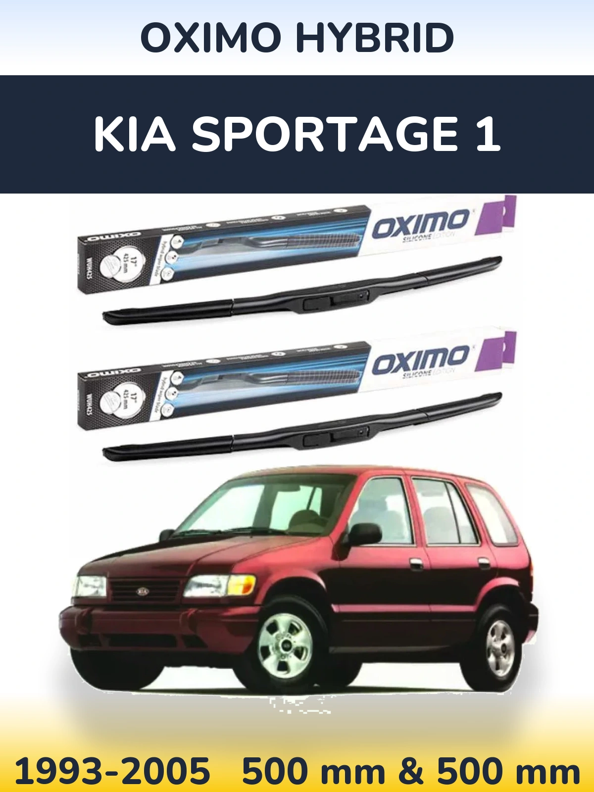Komplet przednich wycieraczek Oximo Hybrid 500 & 500 mm do KIA Sportage 1 1993-2005