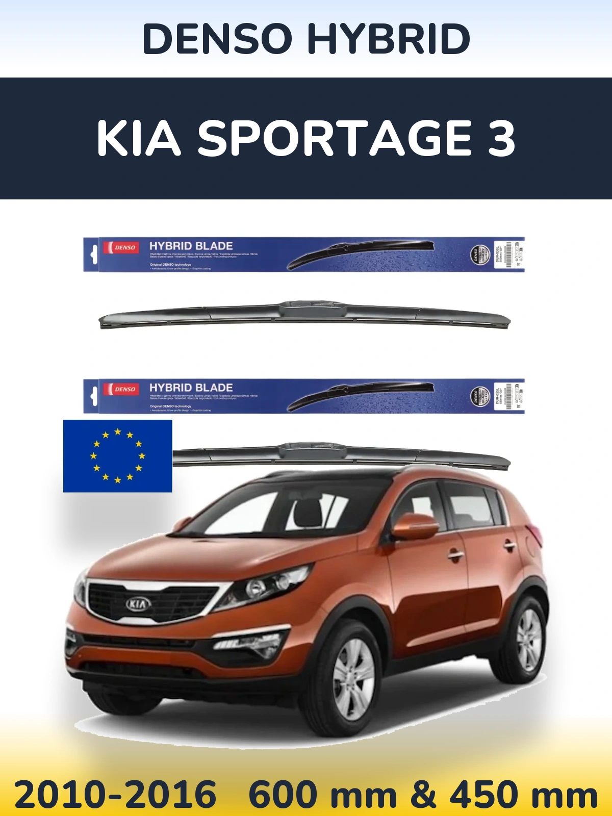 Komplet przednich wycieraczek Denso Hybrid 600 & 450 mm do KIA Sportage 3 2010-2016