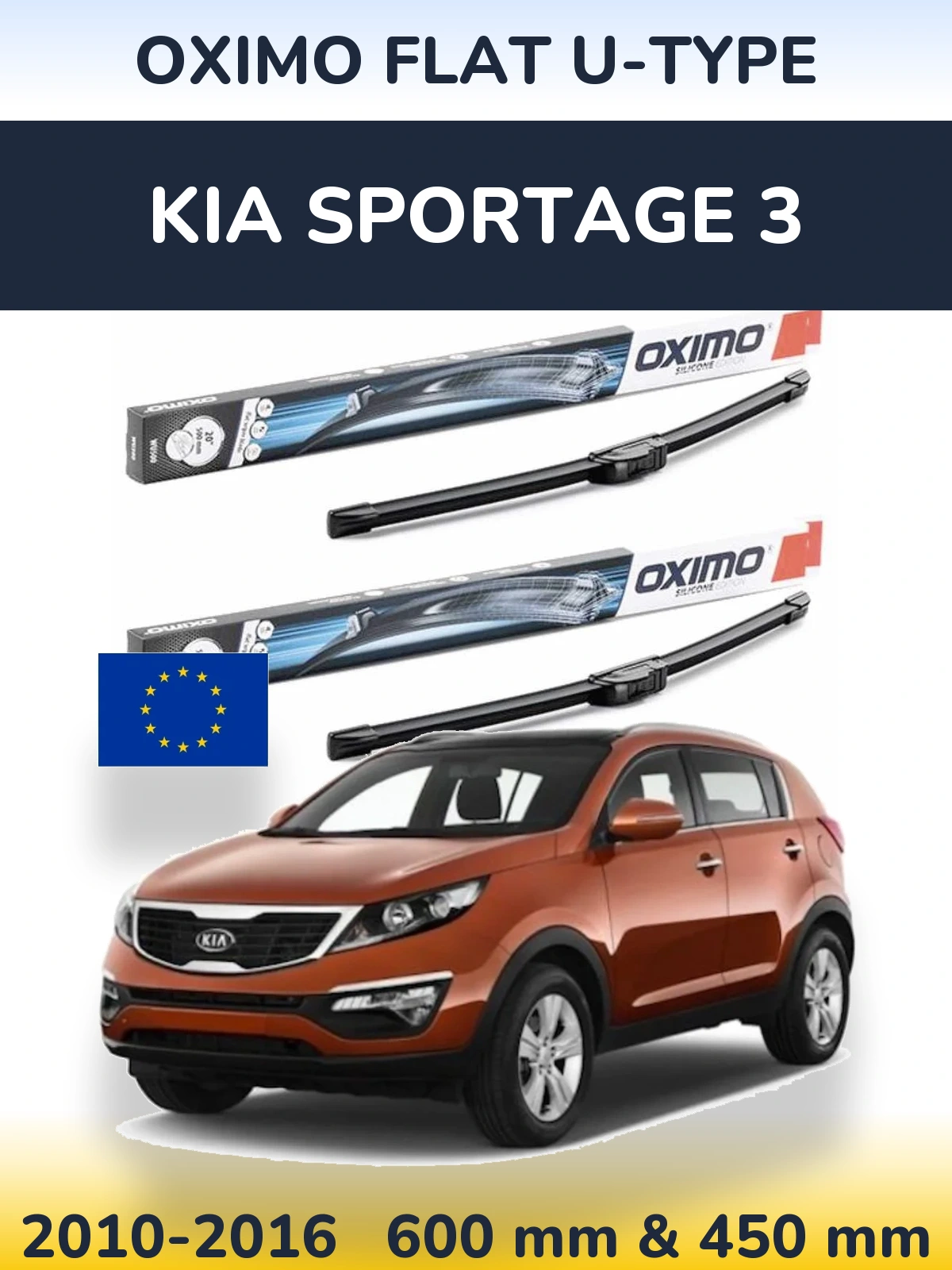 Komplet przednich wycieraczek Oximo Flat U-type 600 & 450 mm do KIA Sportage 3 2010-2016