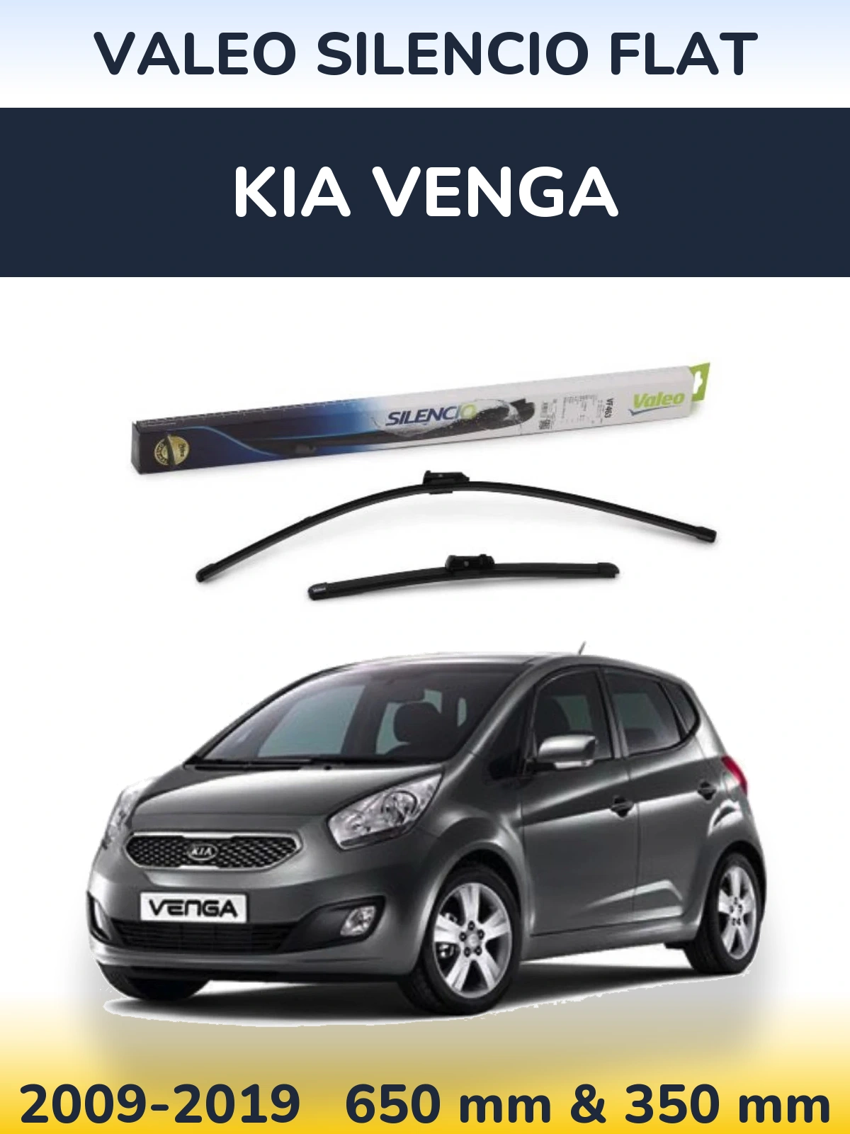 Комплект передних дворников Valeo Silencio Flat 650 & 350 мм для KIA Venga 2009-2019