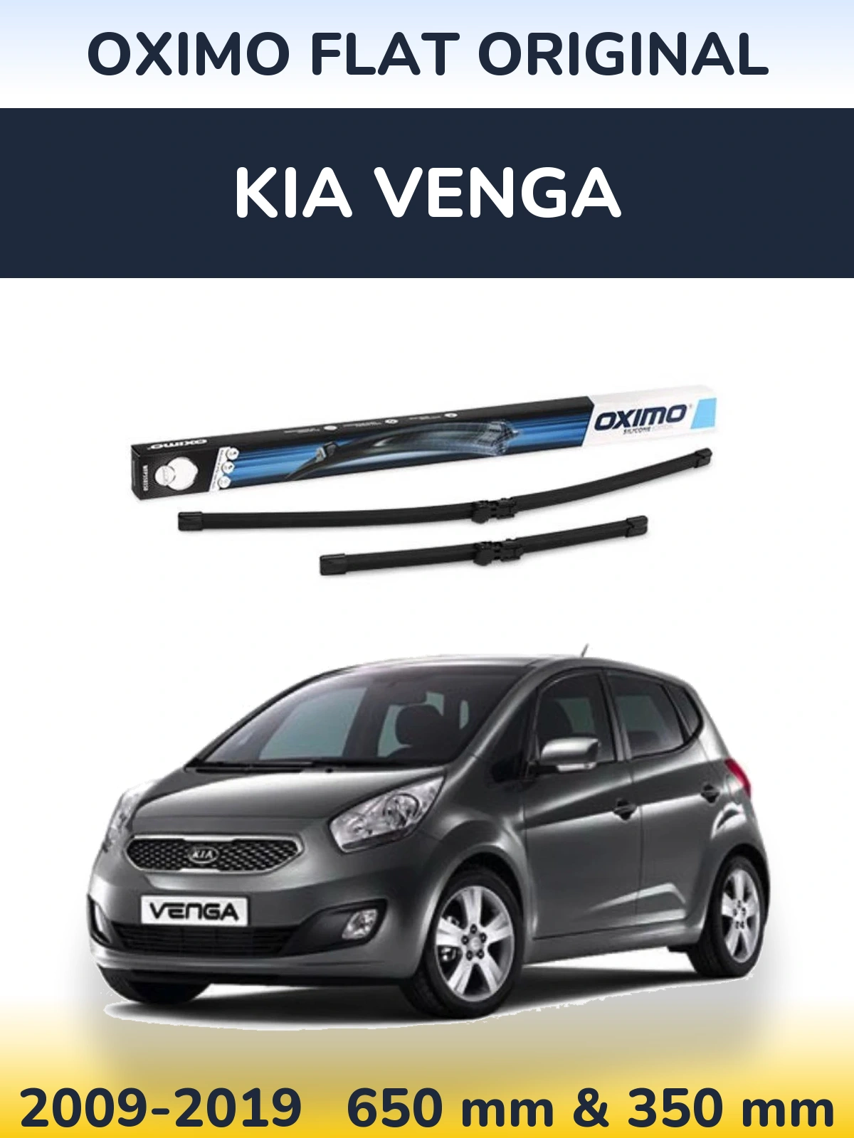 Front wiper blade set Oximo Flat Original 650 & 350 mm for KIA Venga 2009-2019
