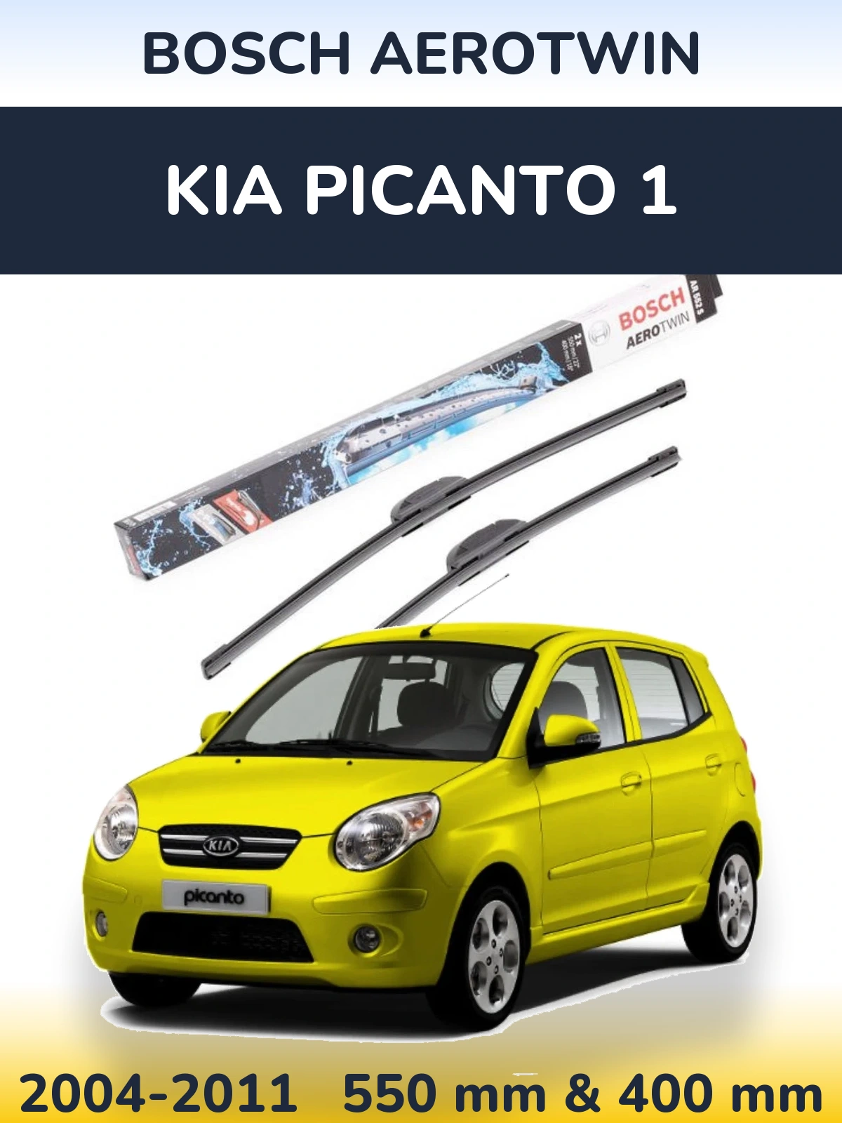 Комплект передних дворников BOSCH AeroTwin 550 & 400 мм для KIA Picanto 1 2004-2011