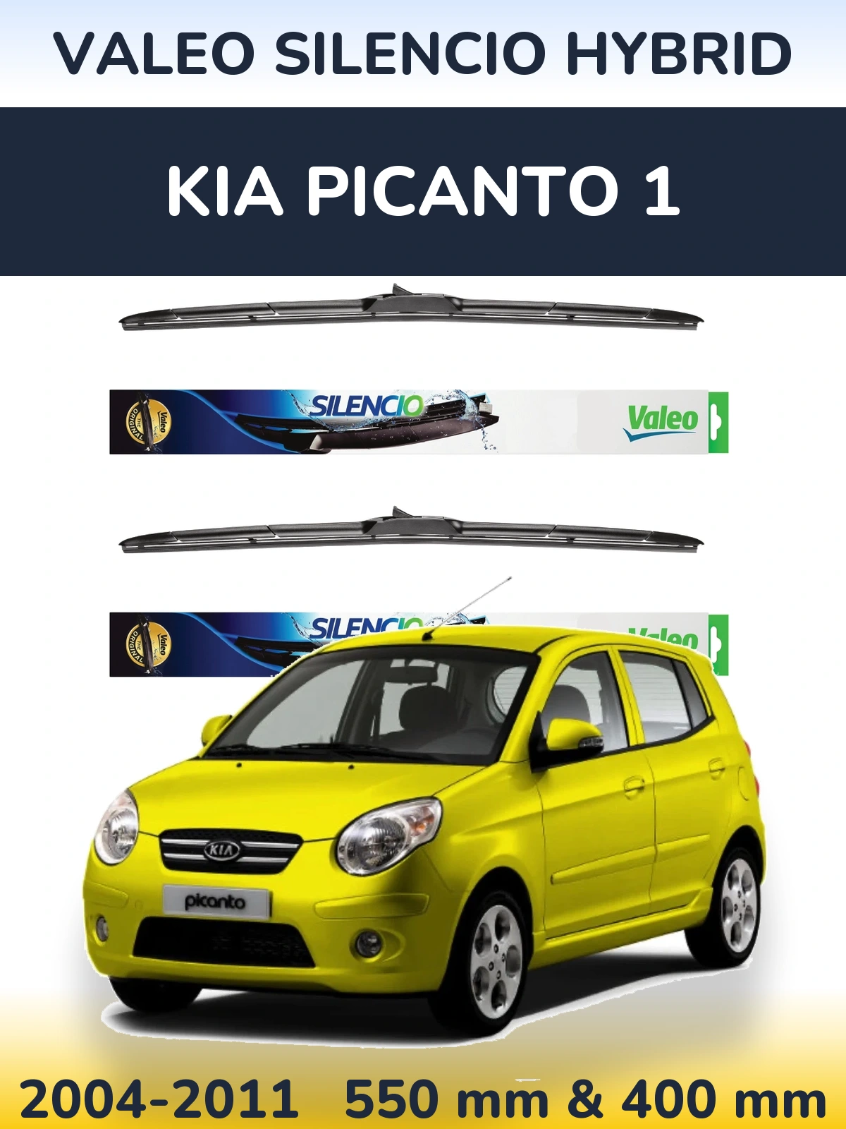 Komplet przednich wycieraczek Valeo Silencio Hybrid 550 & 400 mm do KIA Picanto 1 2004-2011