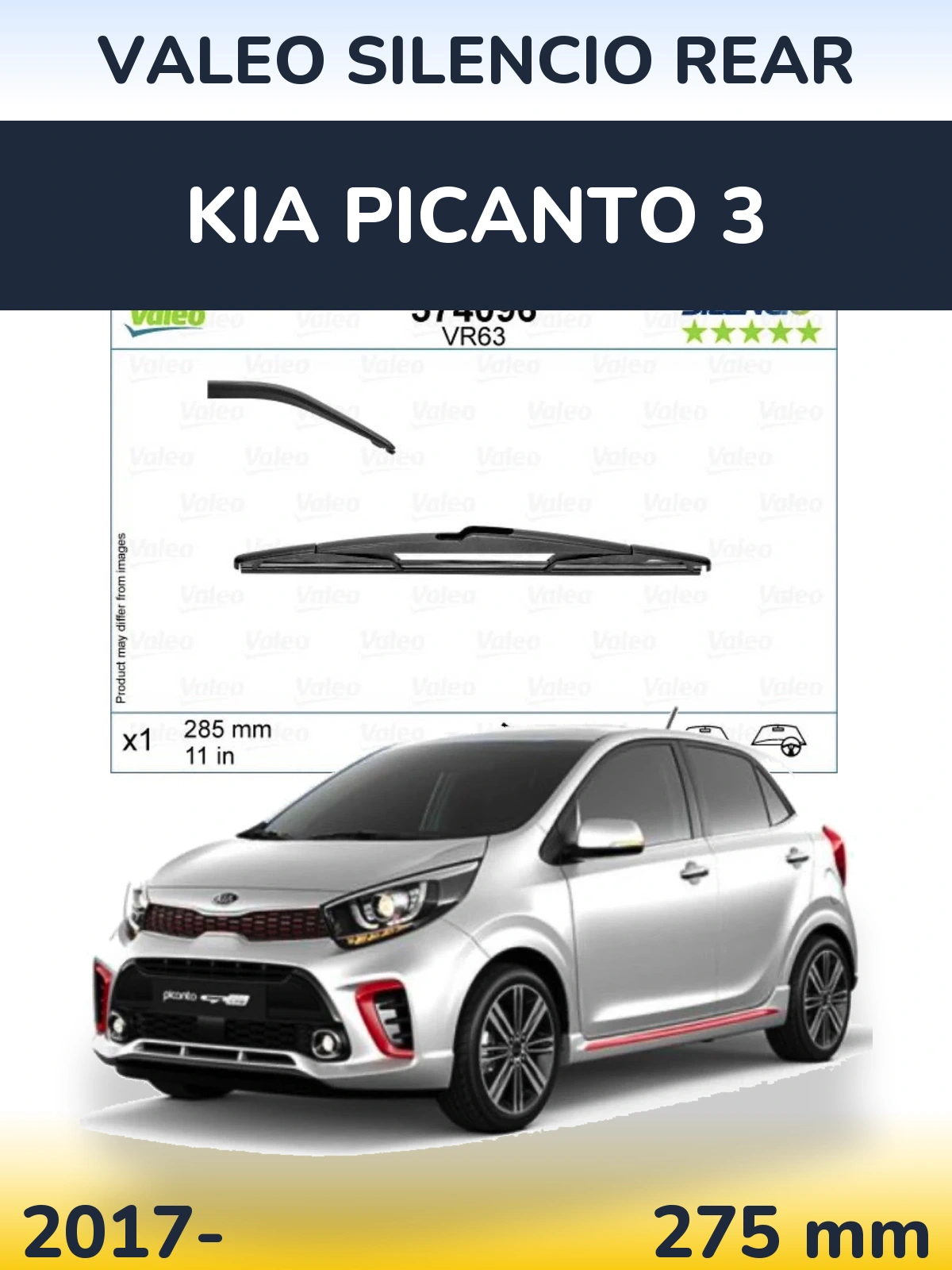 Задний дворник Valeo Silencio Rear 285 мм для KIA Picanto 3 2017-2026