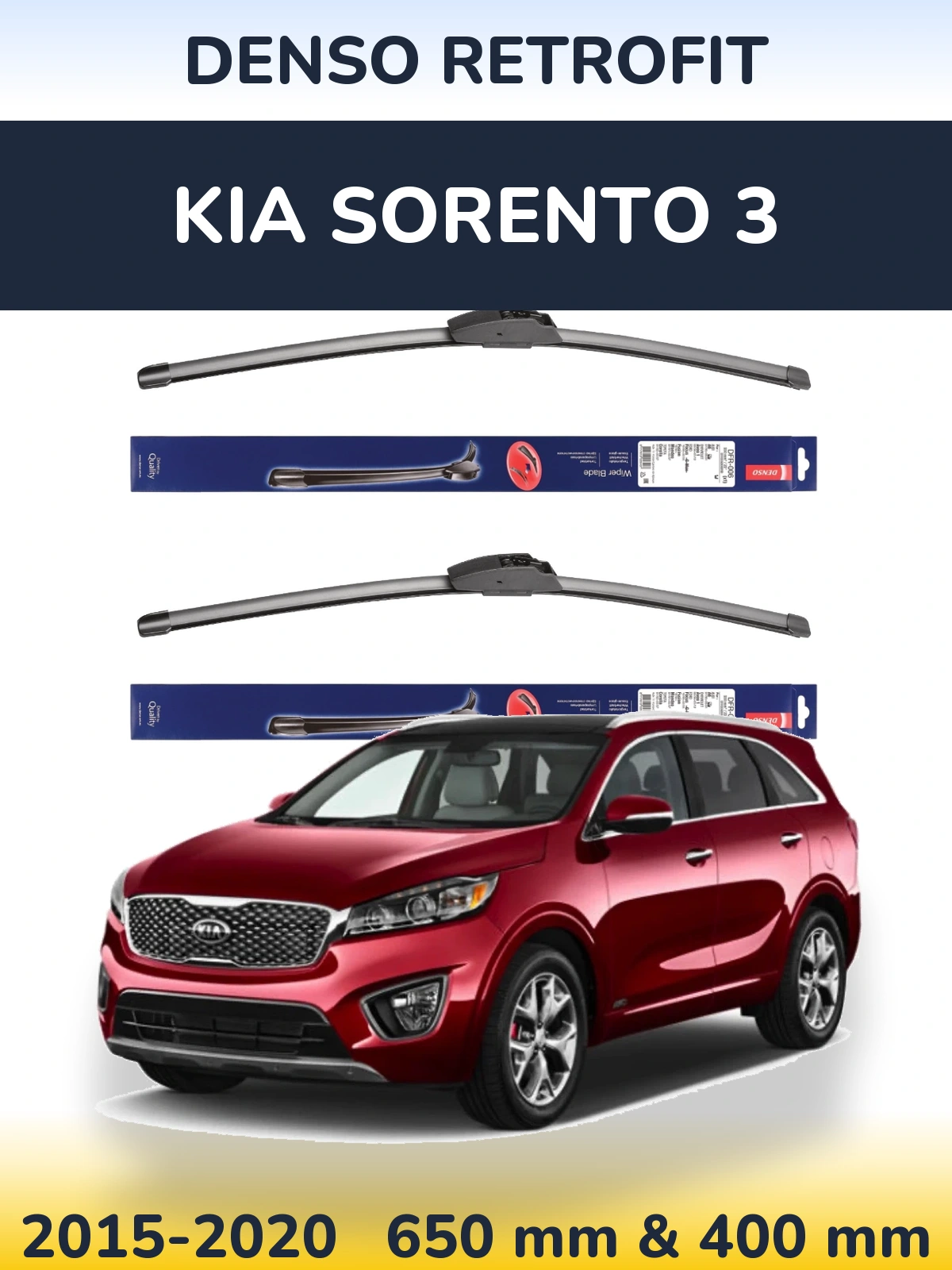 Komplet przednich wycieraczek Denso Retrofit 650 & 400 mm do KIA Sorento 3 2015-2020
