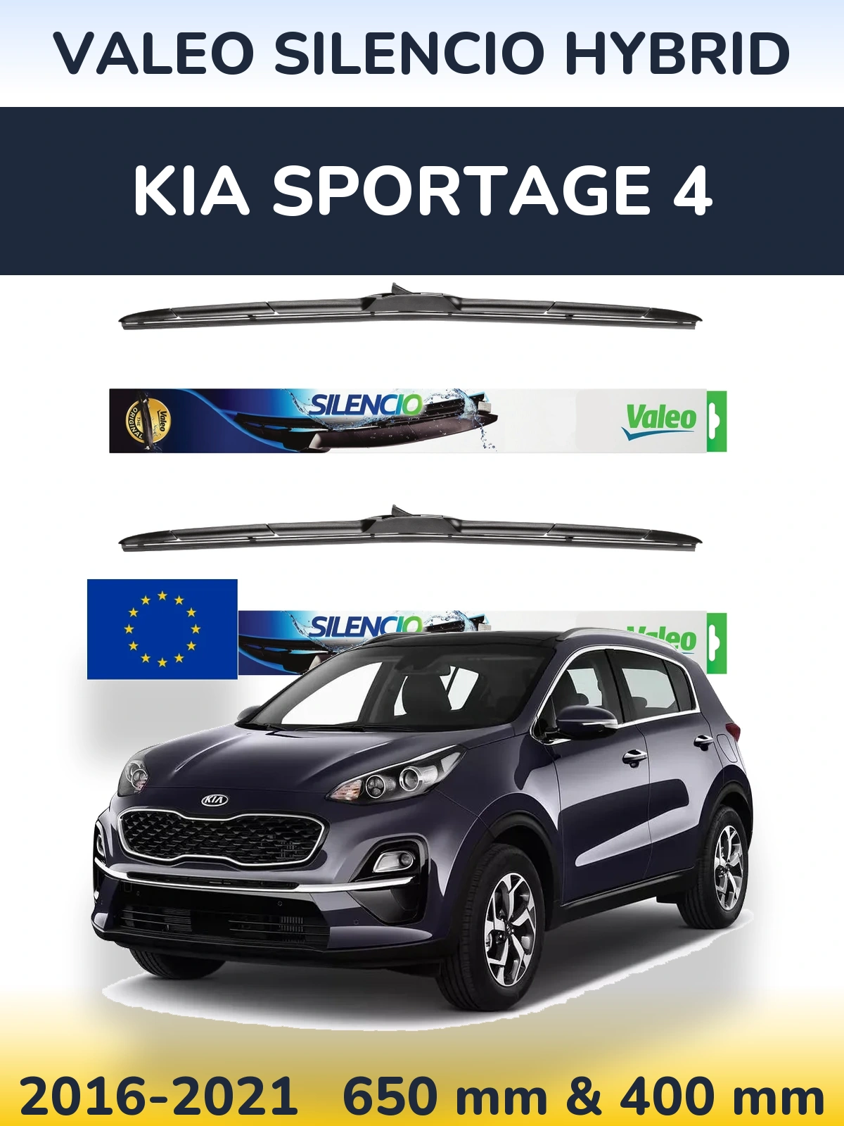 Komplet przednich wycieraczek Valeo Silencio Hybrid 650 & 400 mm do KIA Sportage 4 2016-2021