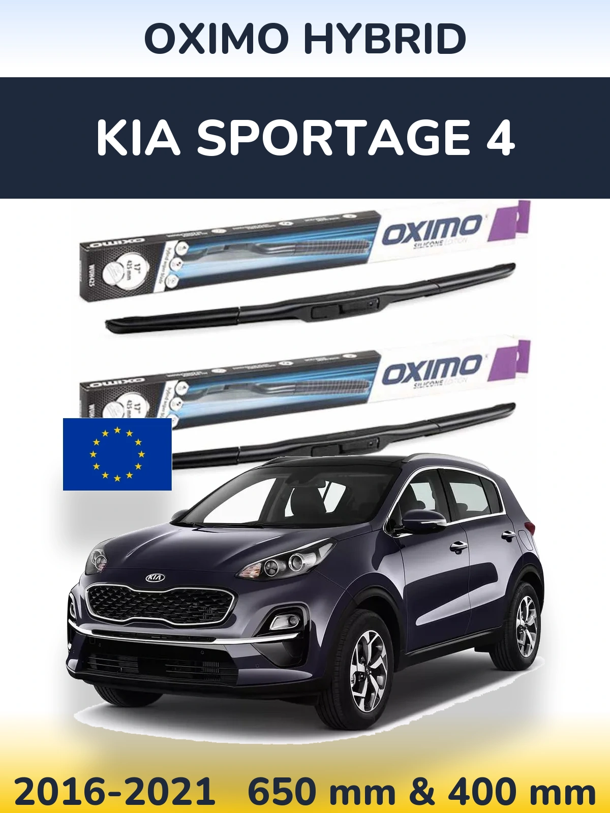 Komplet przednich wycieraczek Oximo Hybrid 650 & 400 mm do KIA Sportage 4 2016-2021