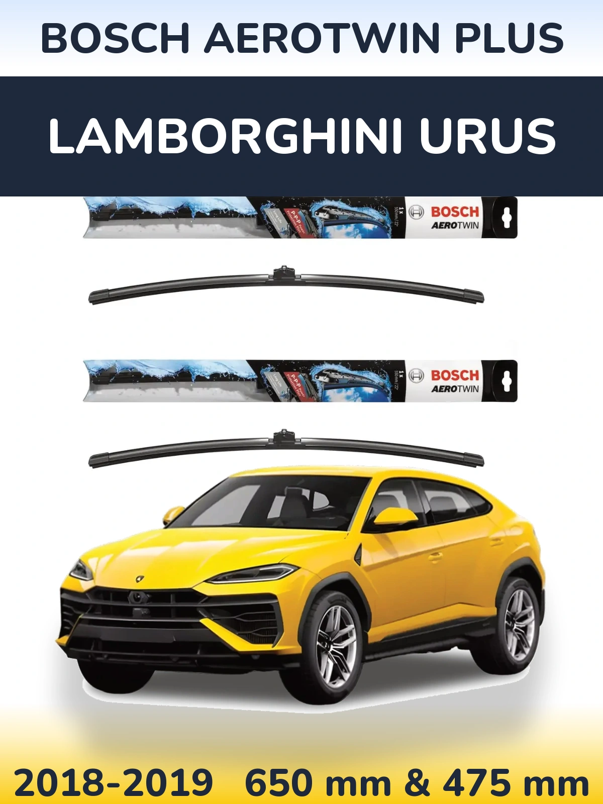 Комплект передних дворников BOSCH AeroTwin Plus 650 & 475 мм для Lamborghini Urus 2018-2019