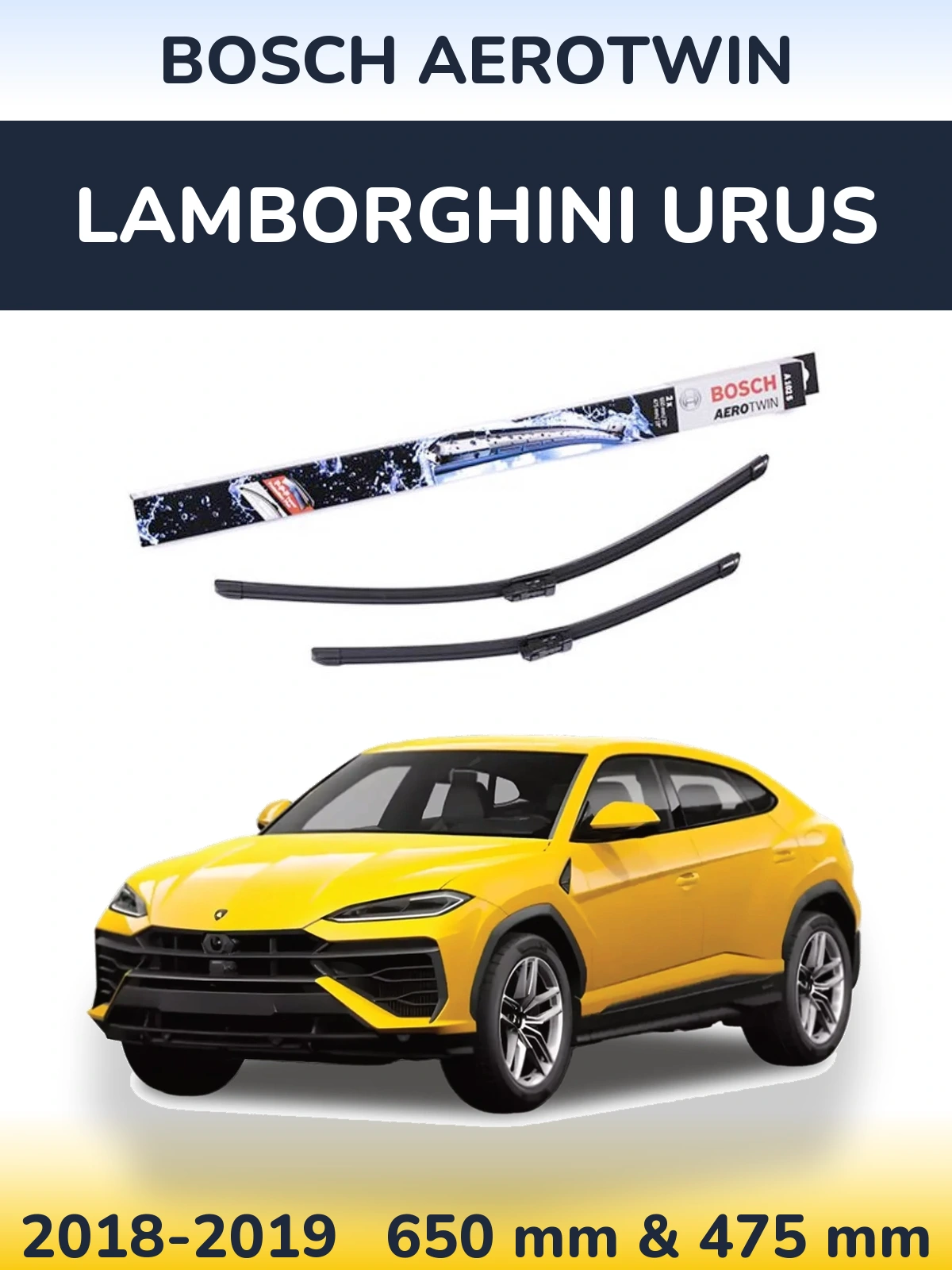 Komplet przednich wycieraczek BOSCH AeroTwin 650 & 475 mm do Lamborghini Urus 2018-2019