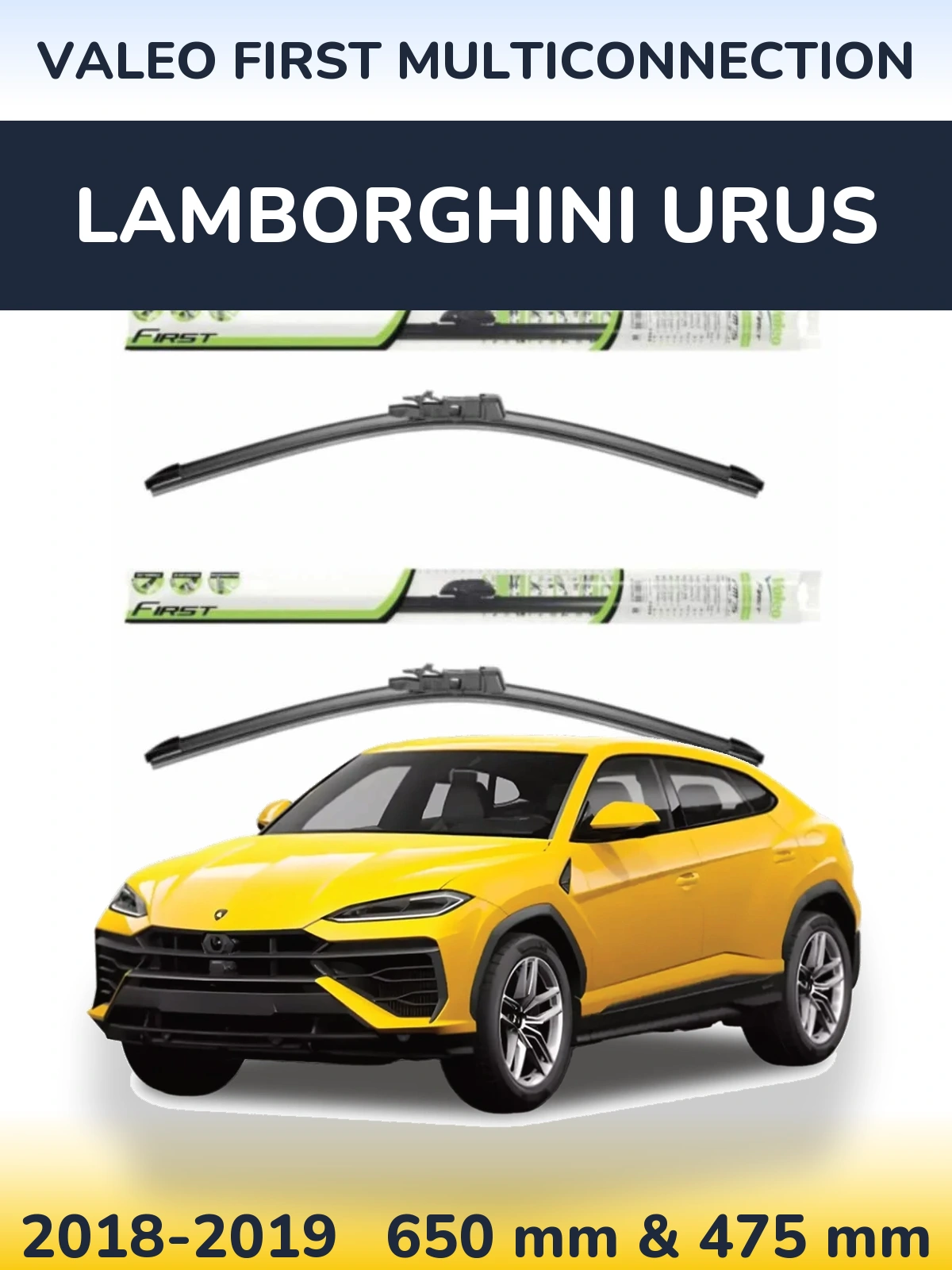 Komplet przednich wycieraczek Valeo First MultiConnection 650 & 475 mm do Lamborghini Urus 2018-2019
