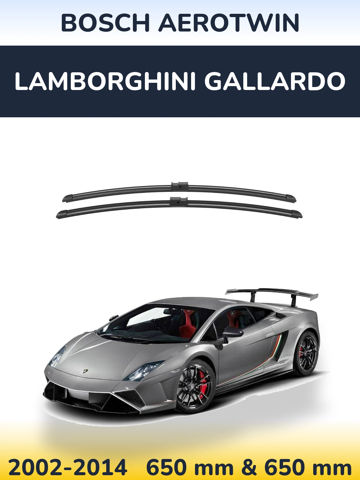 Komplet przednich wycieraczek BOSCH AeroTwin 650 & 650 mm do Lamborghini Gallardo 2002-2014