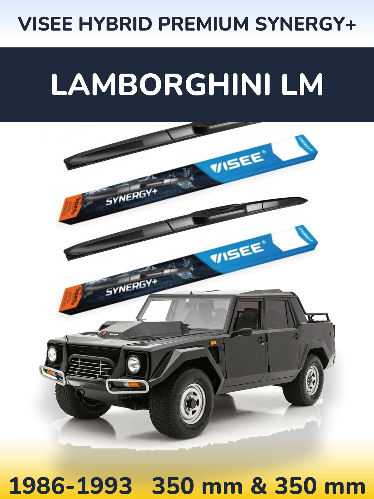 Комплект передних дворников VISEE HYBRID PREMIUM SYNERGY+ 350 & 350 мм для Lamborghini LM 1986-1993
