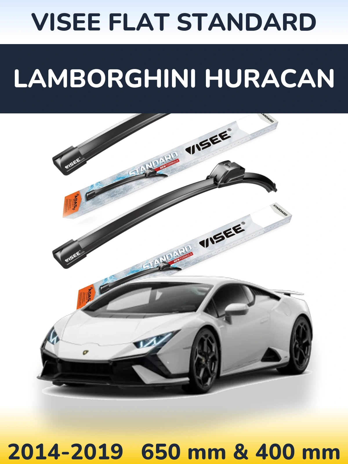 Комплект передних дворников VISEE FLAT STANDARD 650 & 400 мм для Lamborghini Huracan 2014-2019