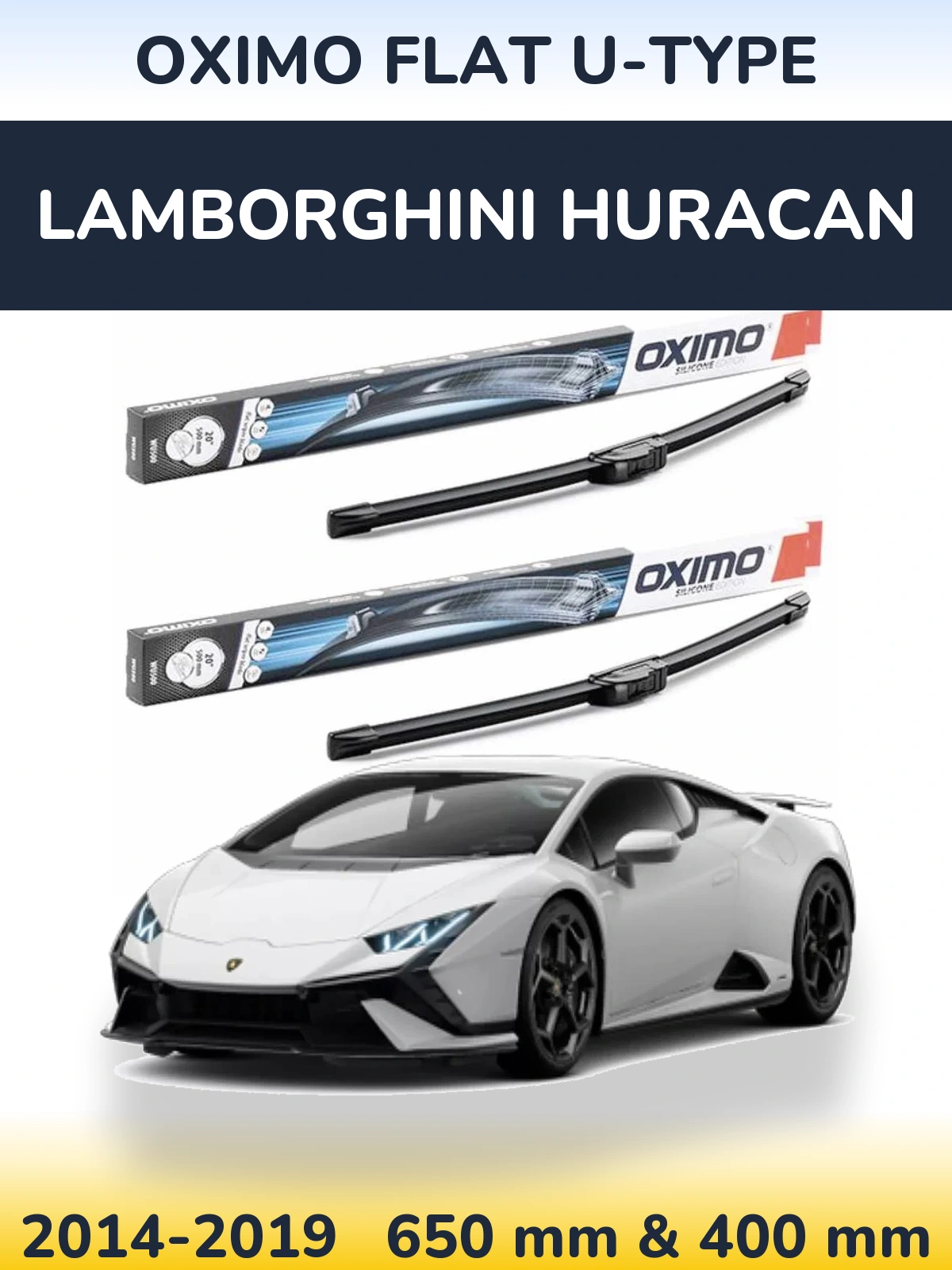 Комплект передних дворников Oximo Flat U-type 650 & 400 мм для Lamborghini Huracan 2014-2019