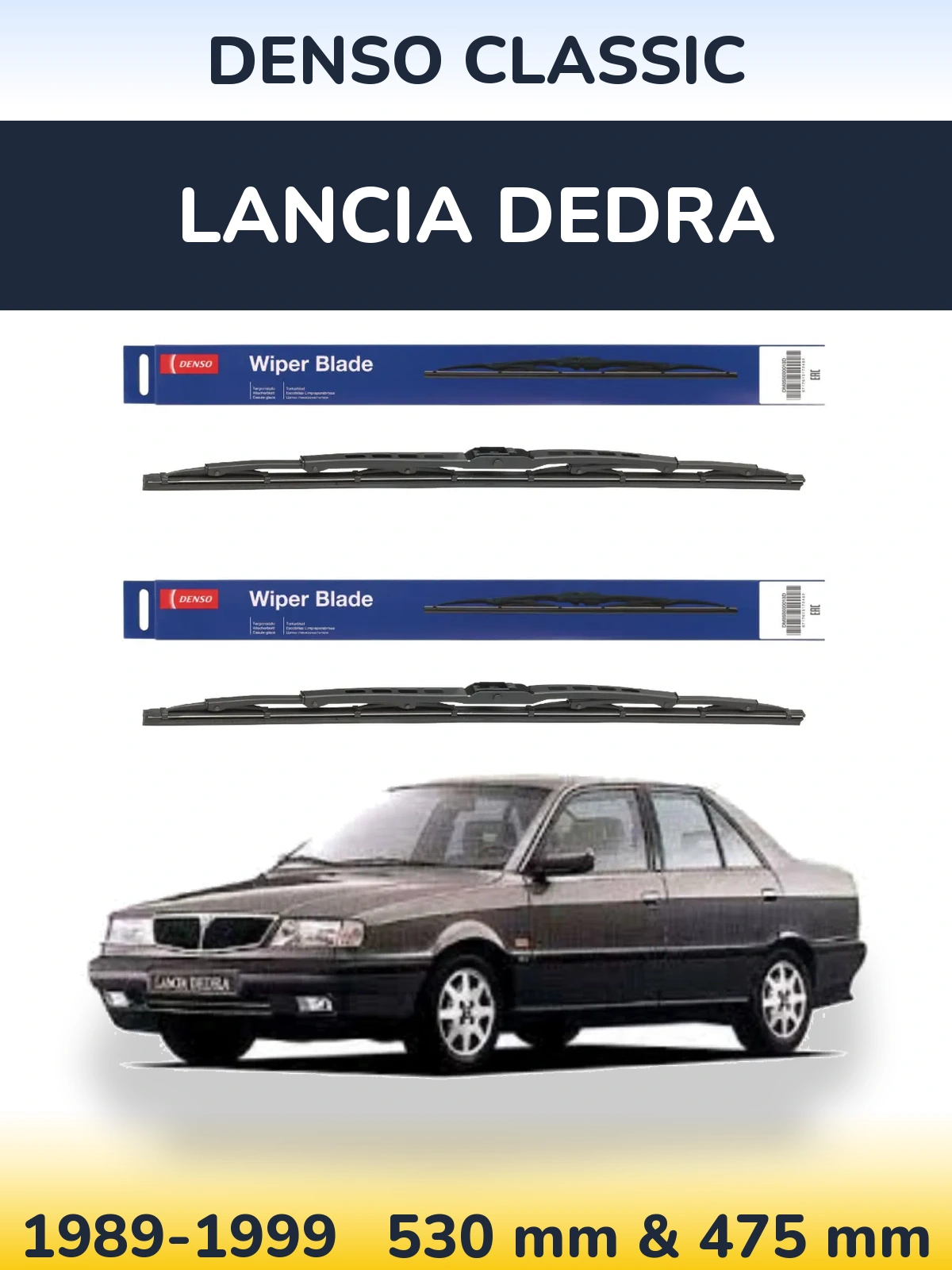 Komplet przednich wycieraczek Denso Classic 530 & 475 mm do Lancia Dedra 1989-1999