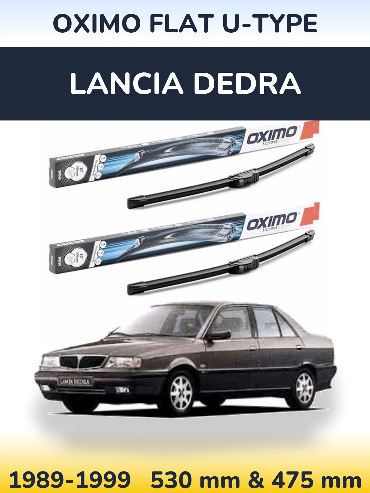 Комплект передніх щіток Oximo Flat U-type 530 & 475 мм для Lancia Dedra 1989-1999