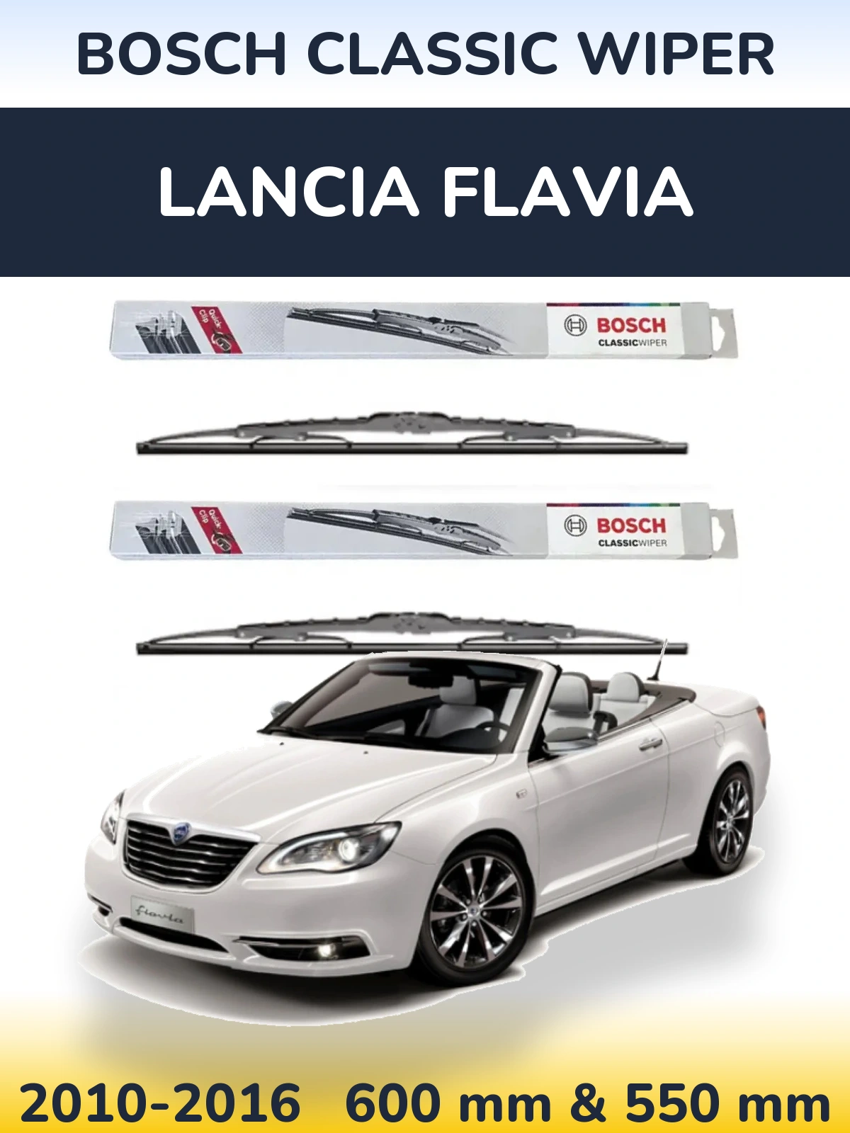 Комплект передних дворников BOSCH Classic Wiper 600 & 550 мм для Lancia Flavia 2010-2016