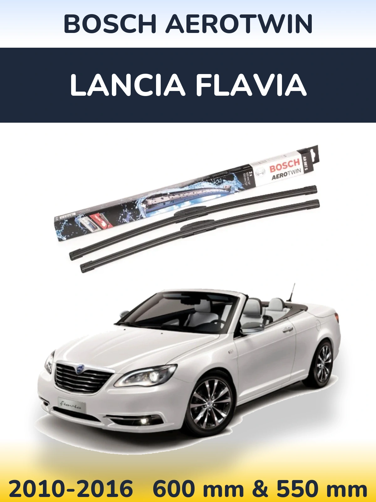 Комплект передних дворников BOSCH AeroTwin 600 & 550 мм для Lancia Flavia 2010-2016